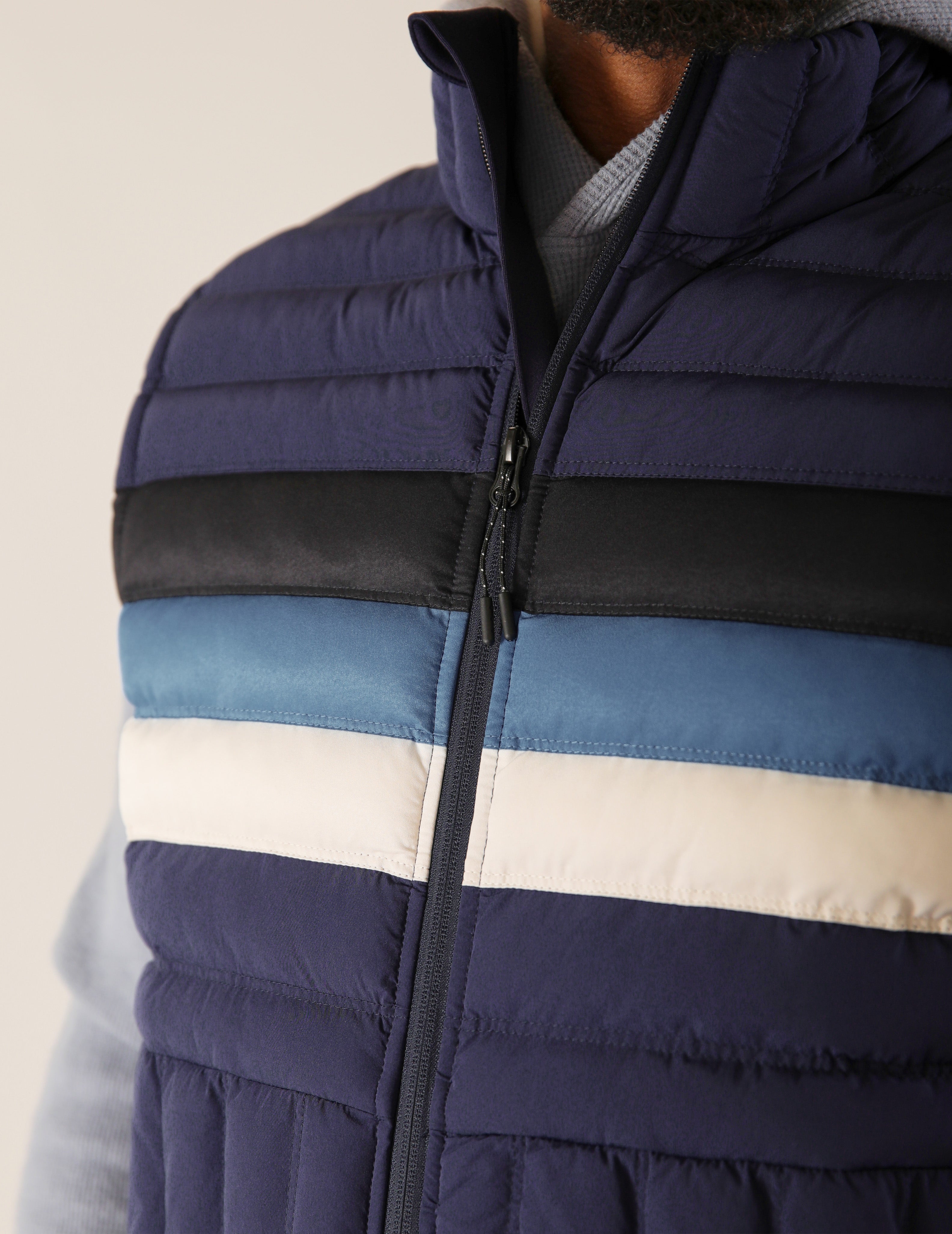 Hybrid Puffer Vest: Navy Color Block