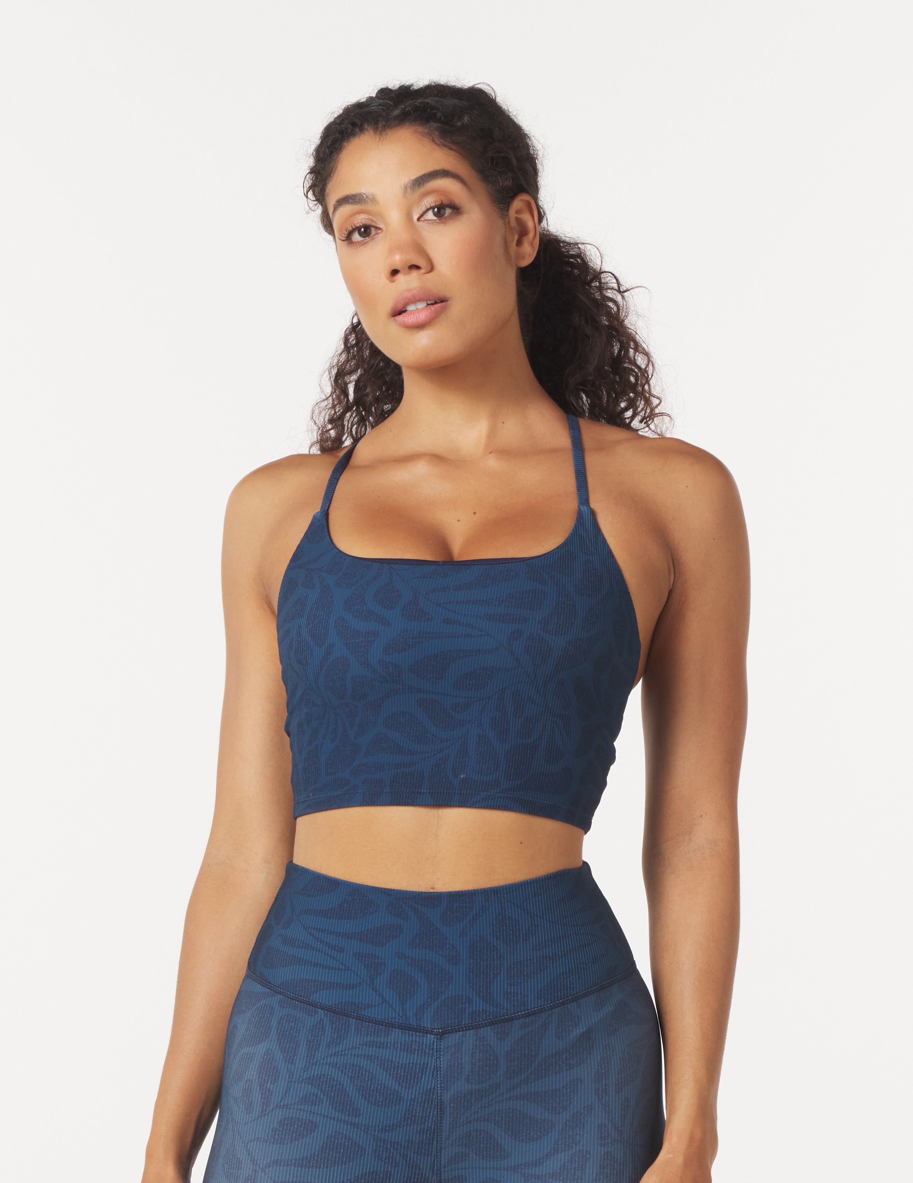 Pure Bra: Navy Palm Daze Print