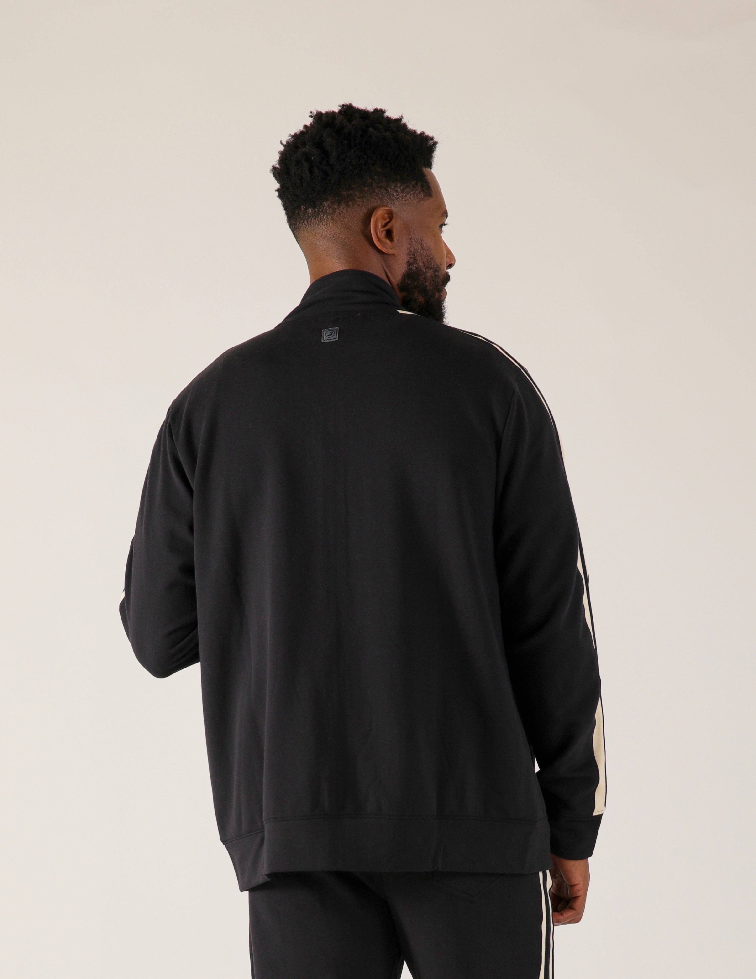 Retro Zip Up: Black/Oatmilk