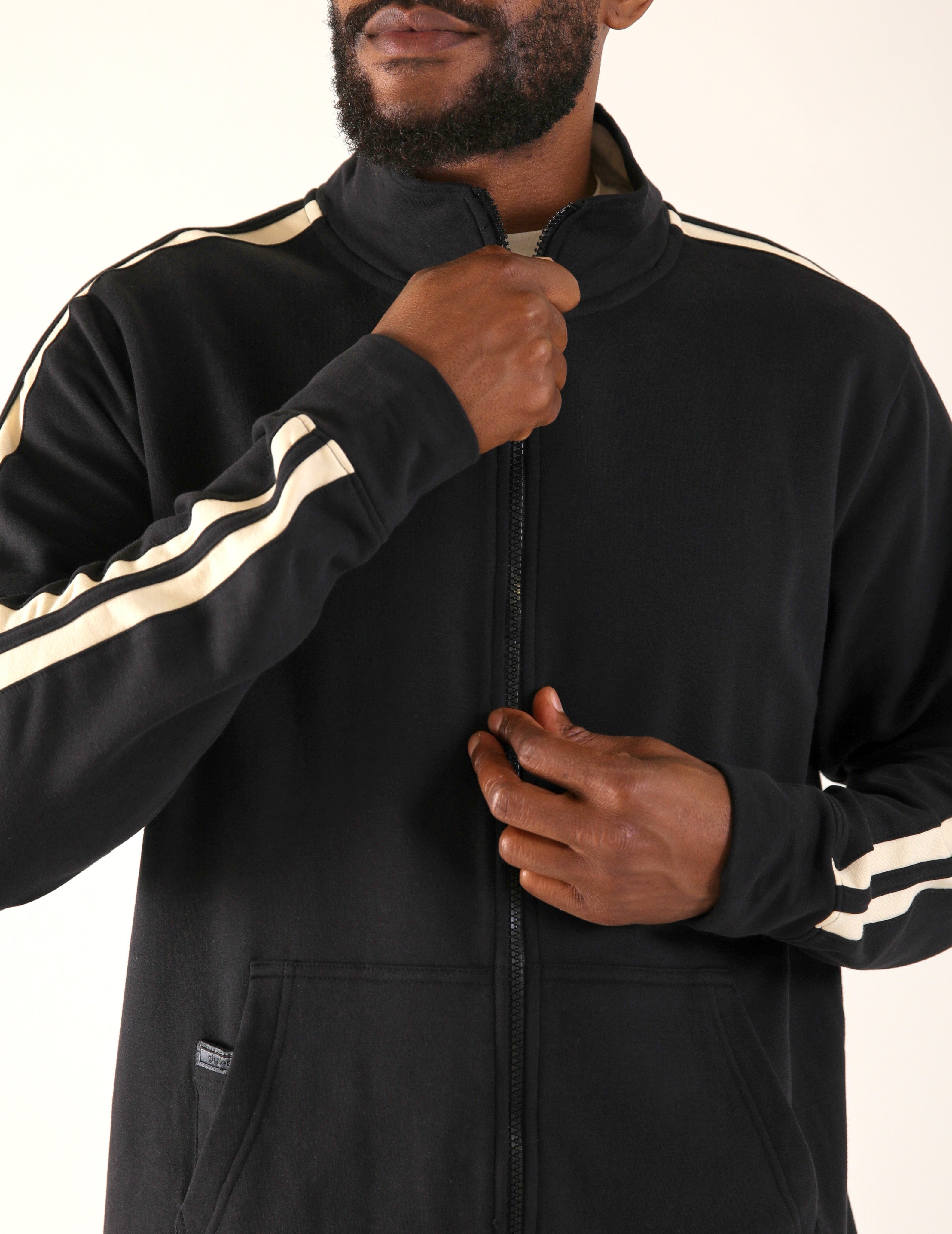 Retro Zip Up: Black/Oatmilk