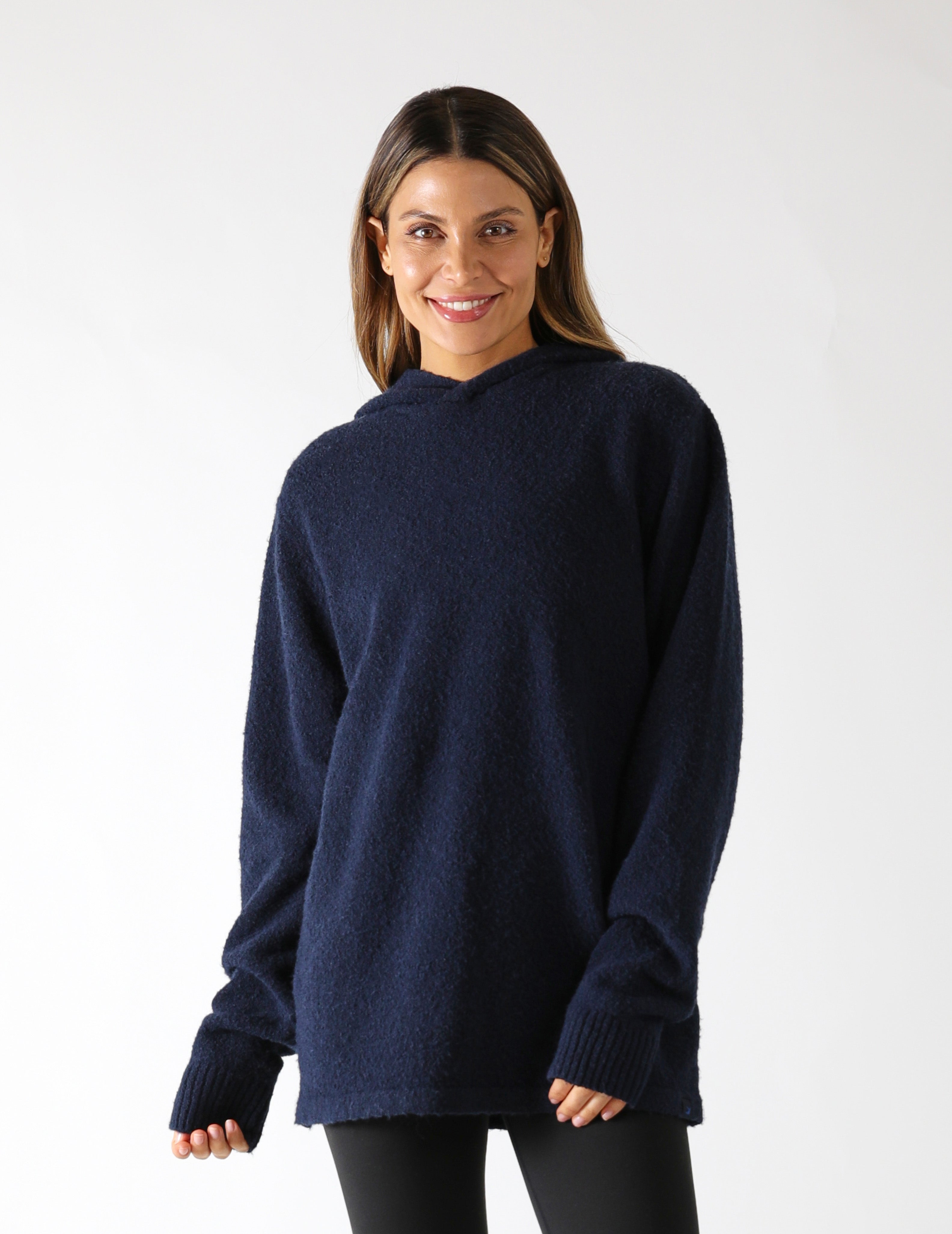 River View Boucle Hoodie: Navy