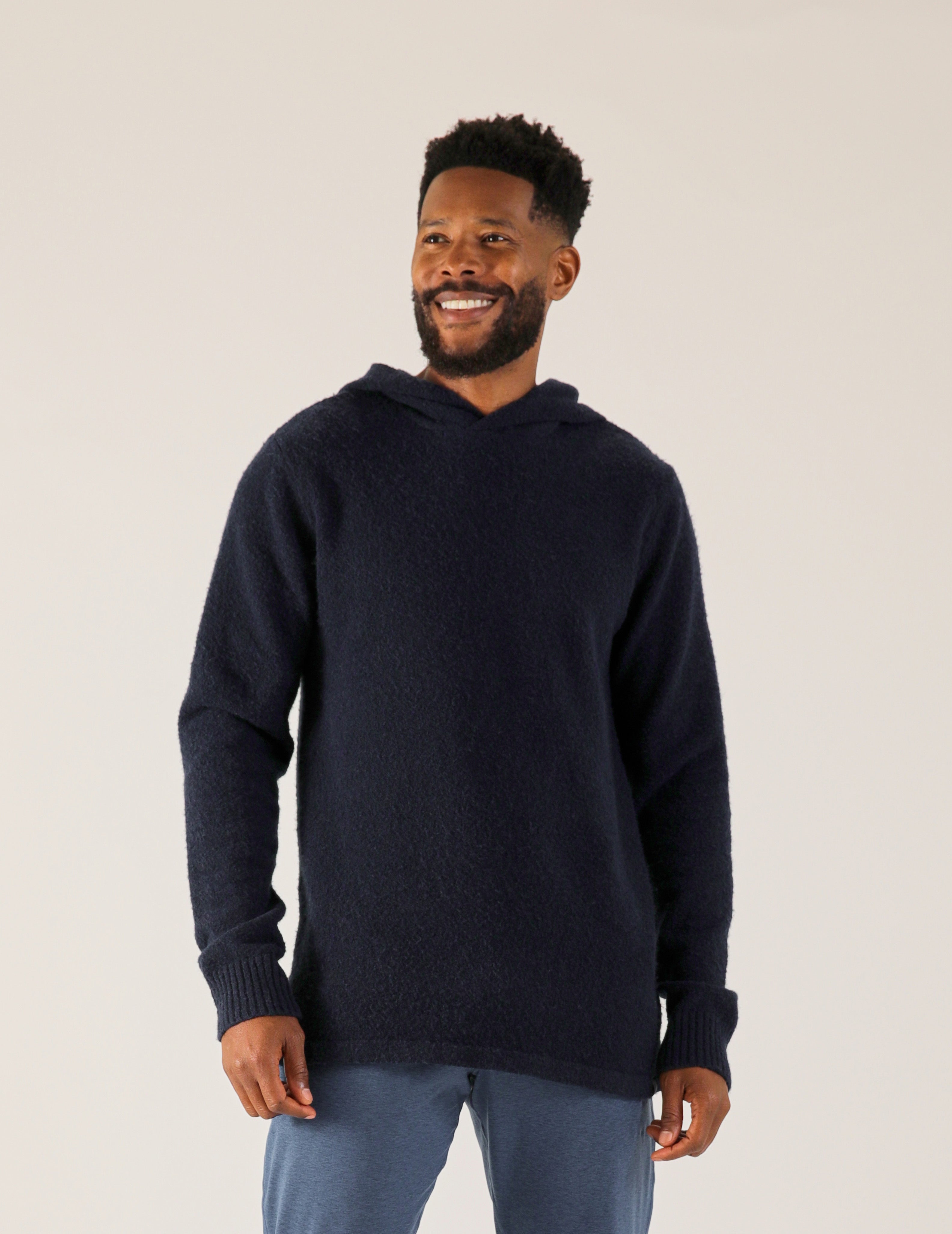 River View Boucle Hoodie: Navy