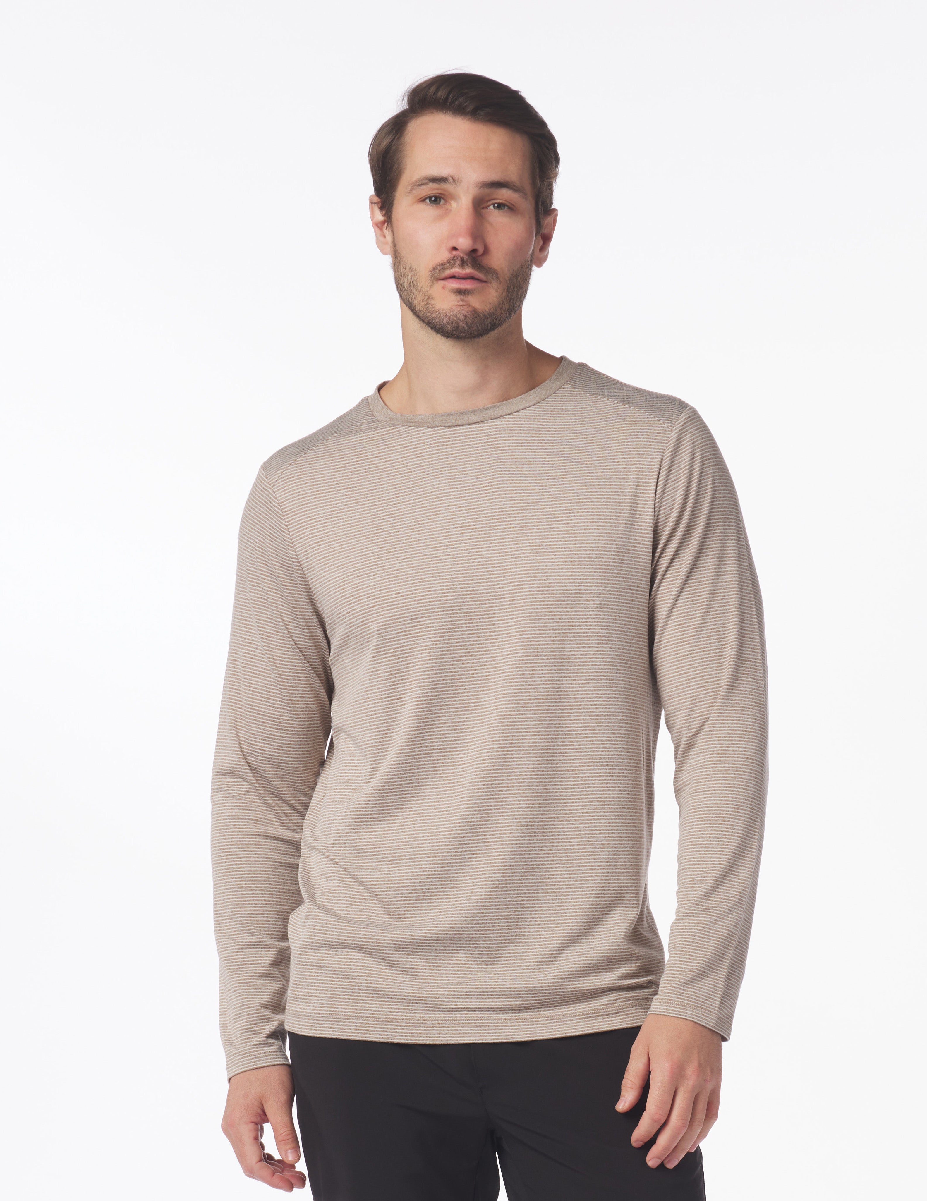 Salton Long Sleeve: Mocha Heather/White Stripe
