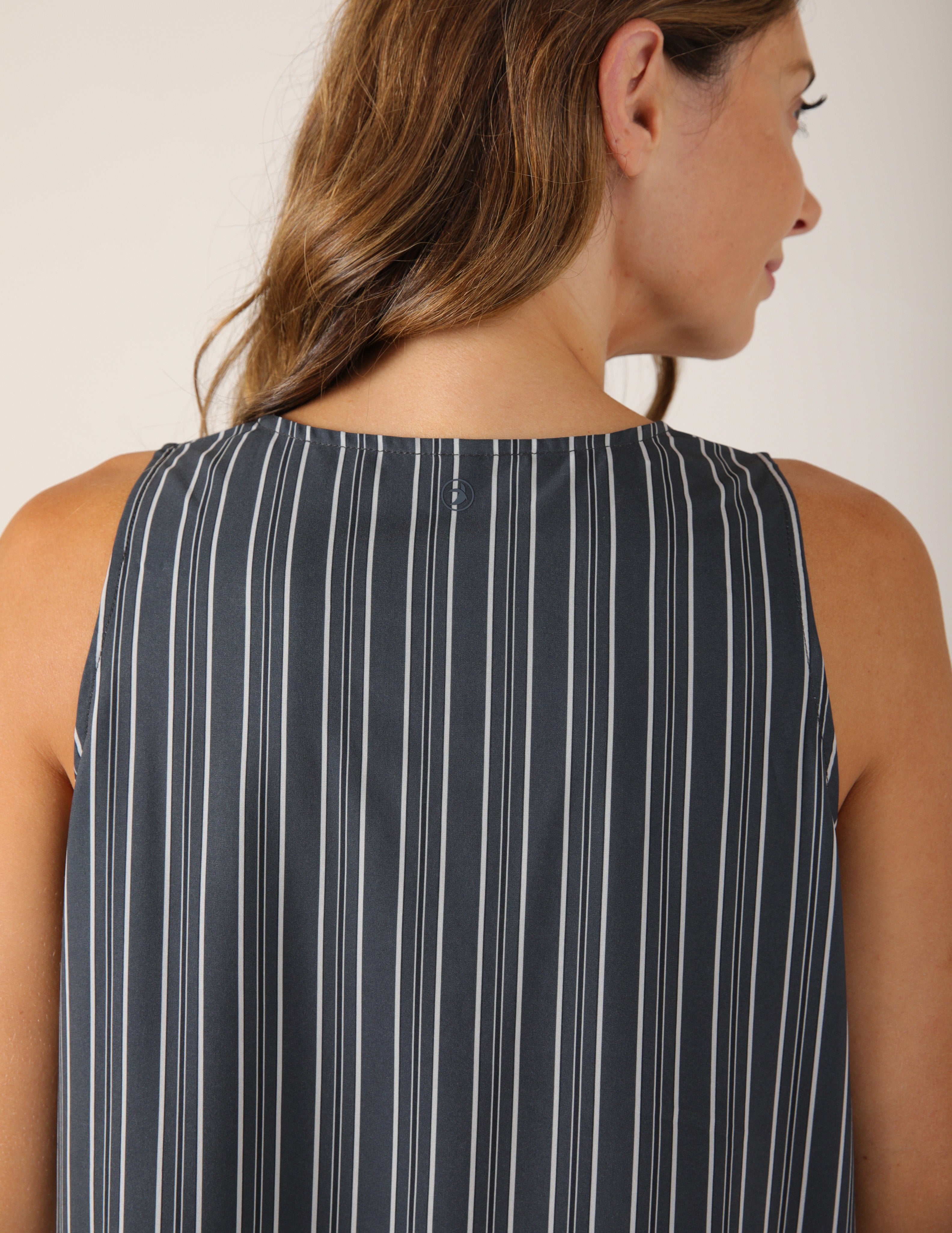 Sheer Ease Tank: Slate Jonah Stripe