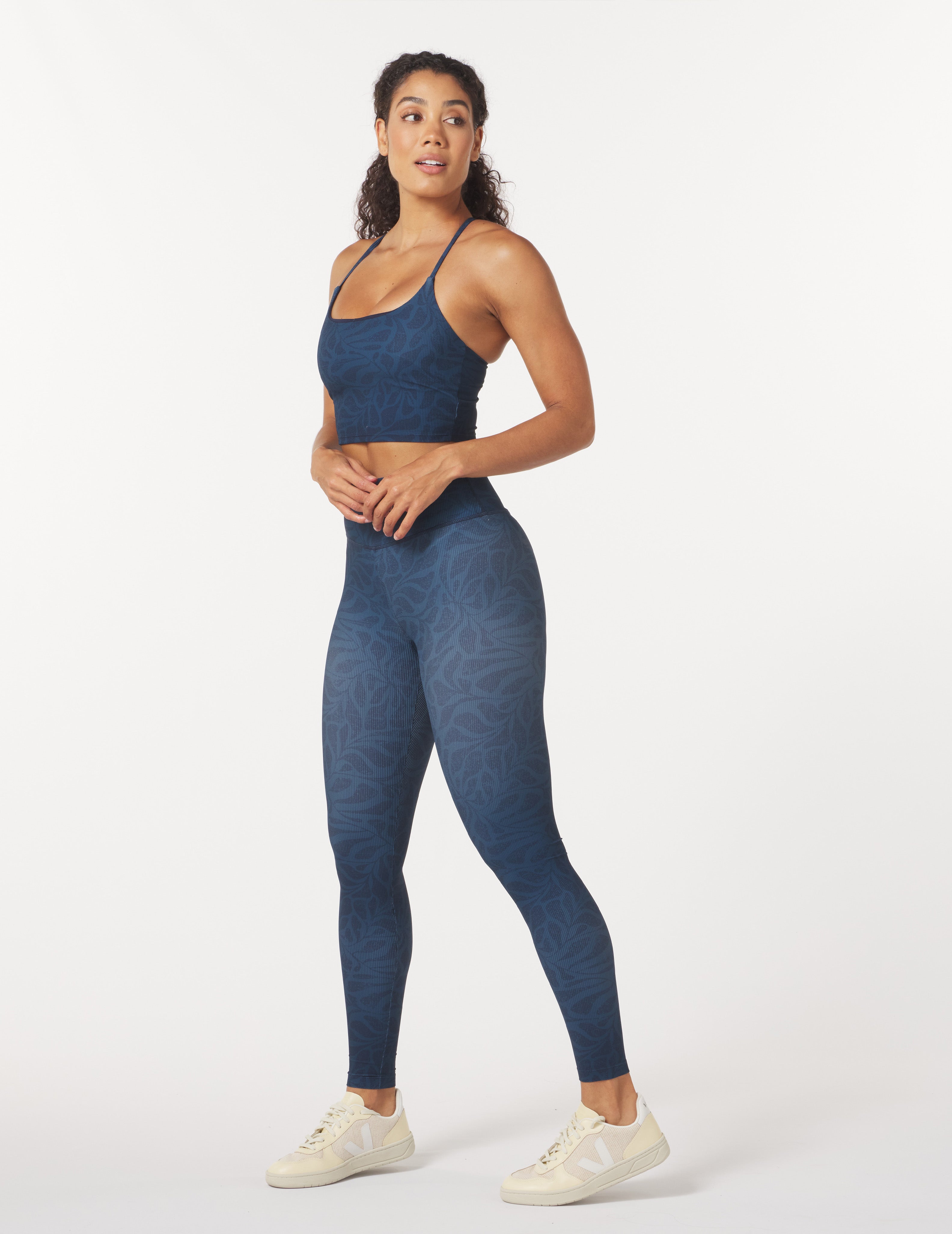 Sultry Legging: Navy Palm Daze Print