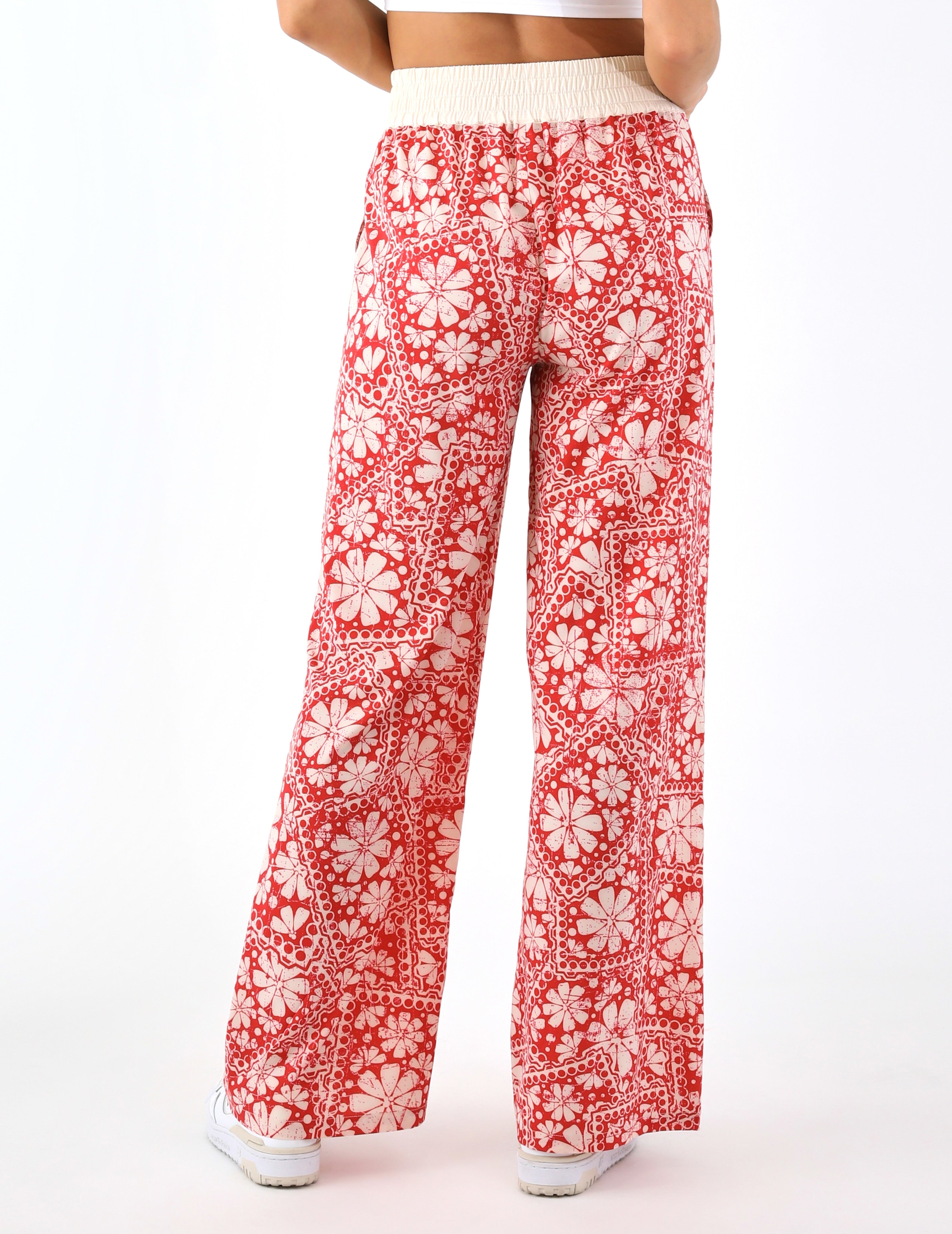 Sydney Pant: Scarlet/Oatmilk Santorini Bloom