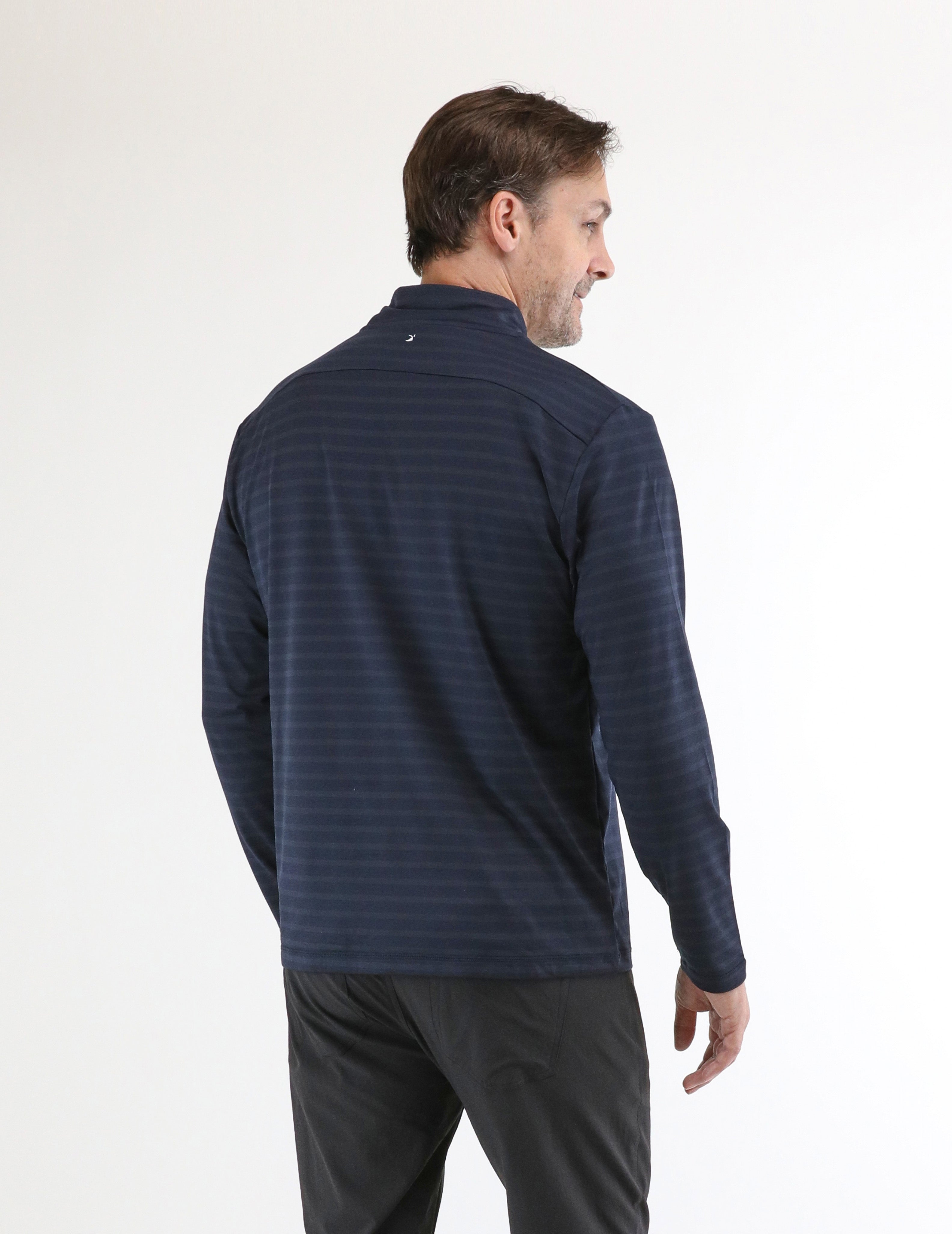 Tahoe 1/4 Zip: Navy Stripe