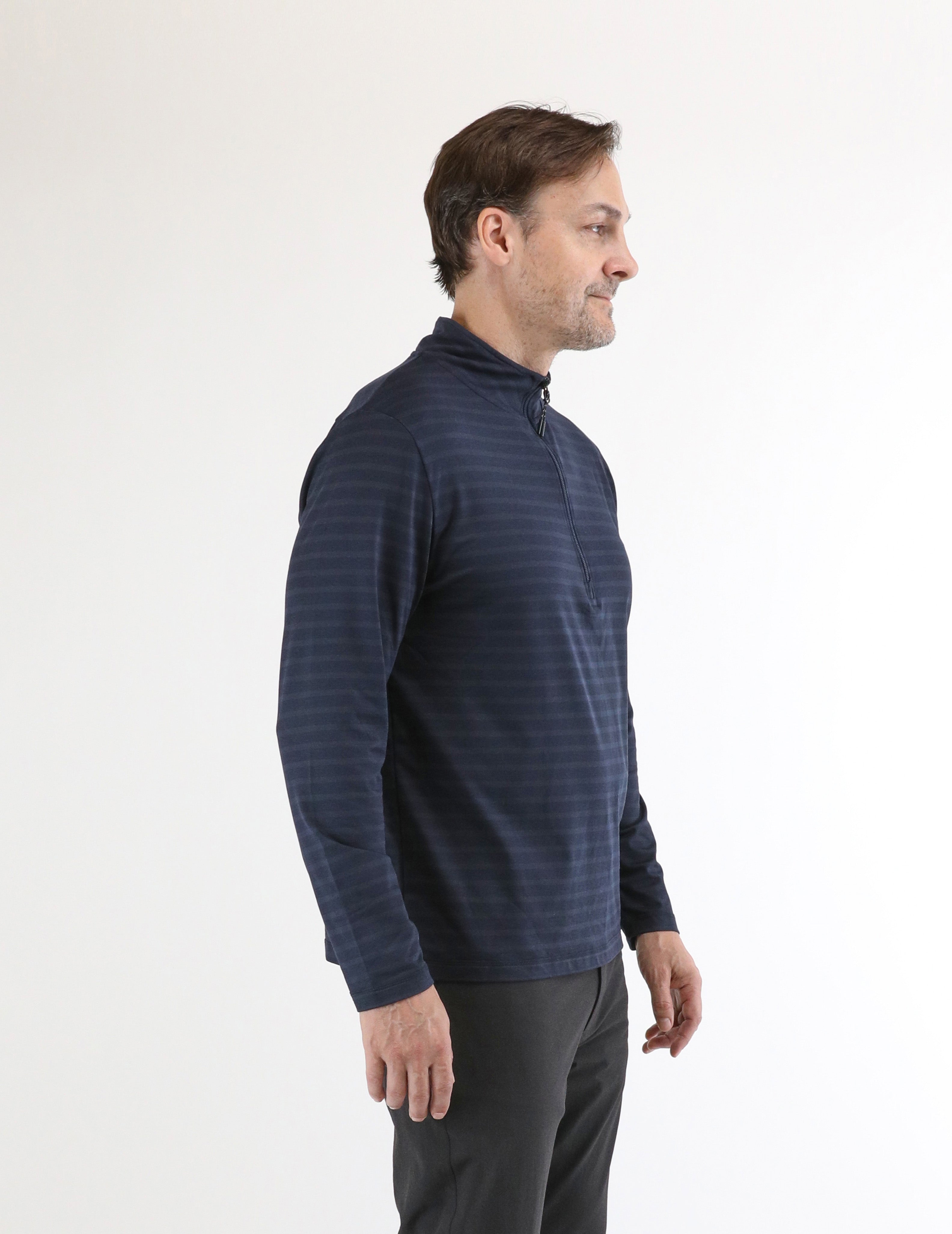 Tahoe 1/4 Zip: Navy Stripe