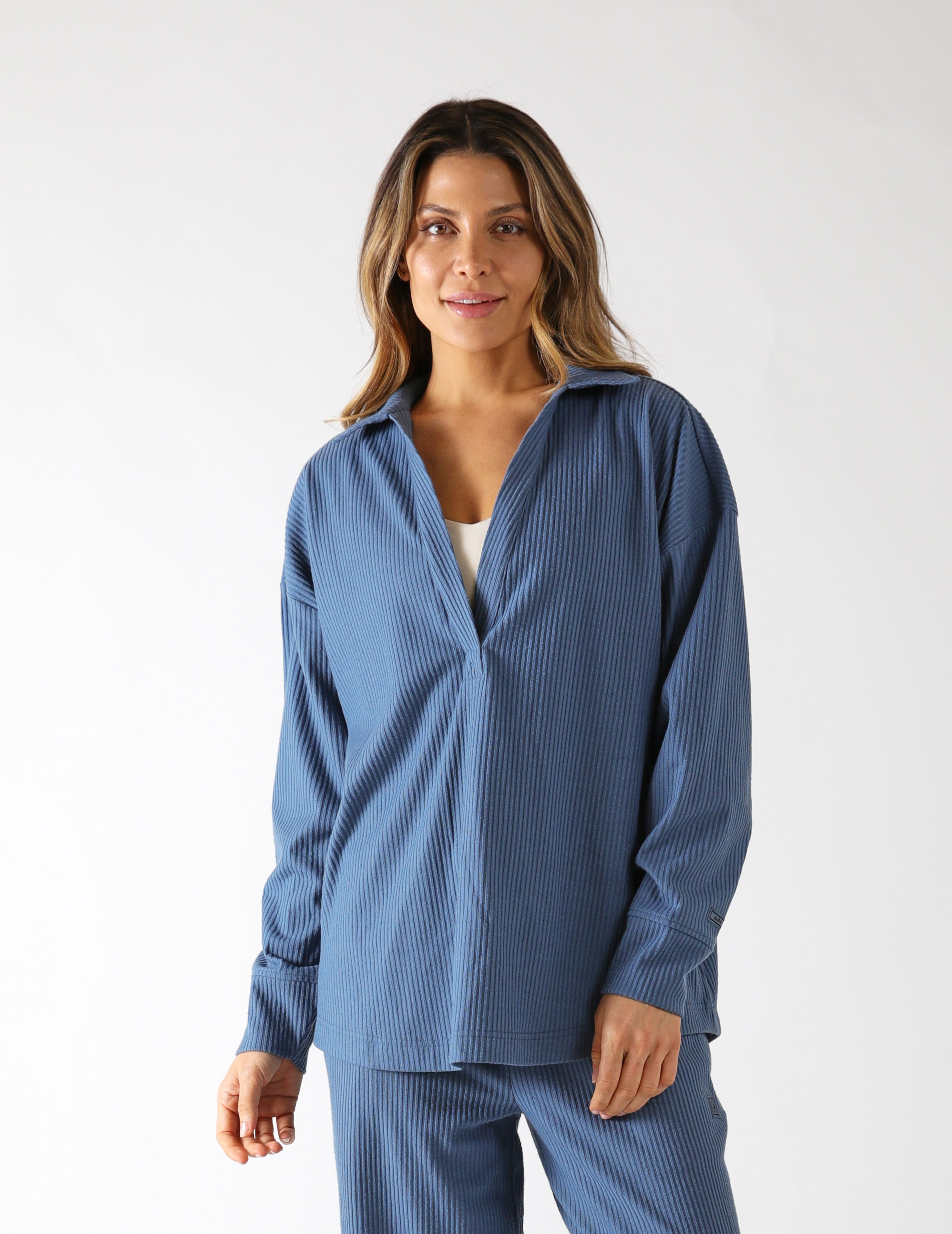 Valley Rib Polo: Washed Blue