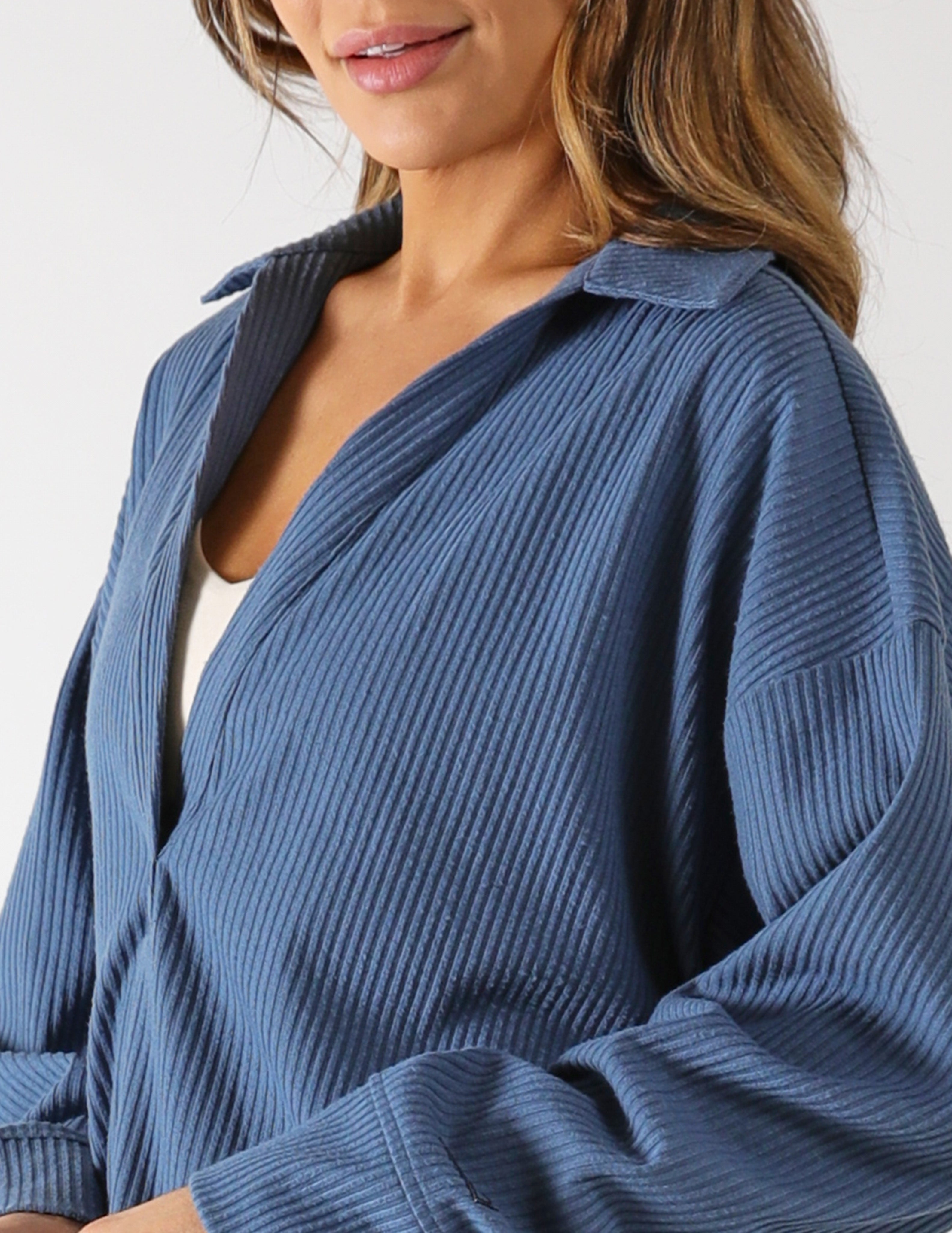 Valley Rib Polo: Washed Blue