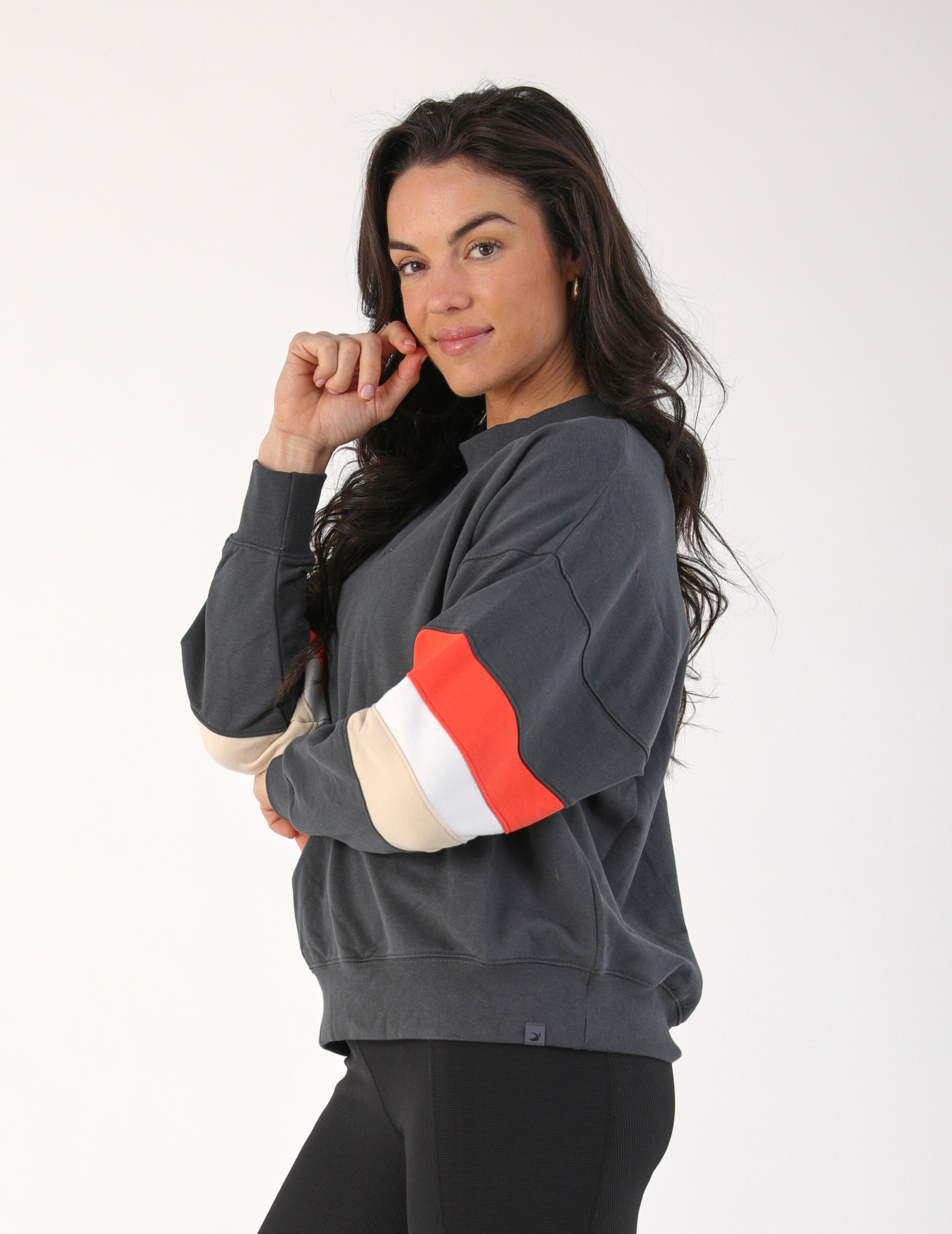 Vintage Oversized Crew: Carbon Color Block