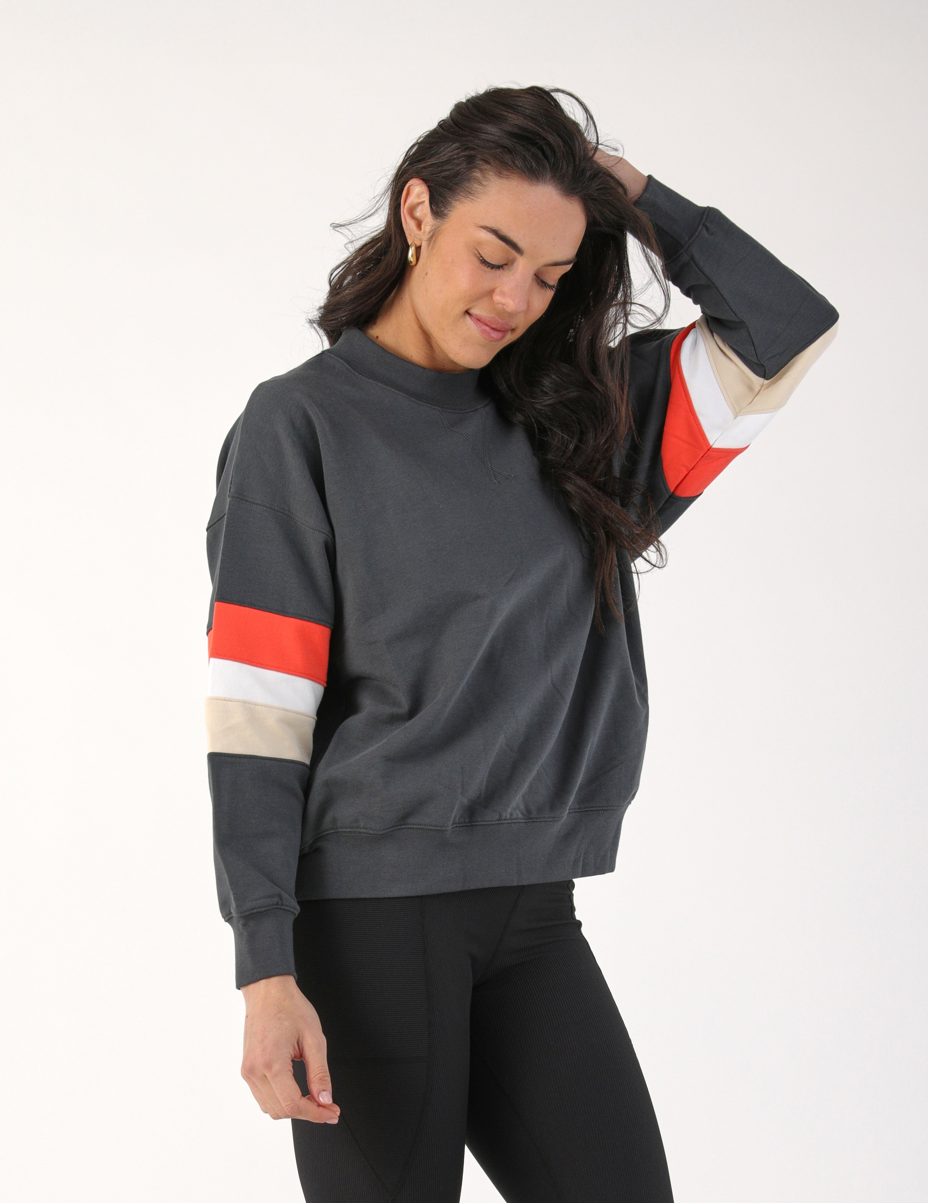 Vintage Oversized Crew: Carbon Color Block