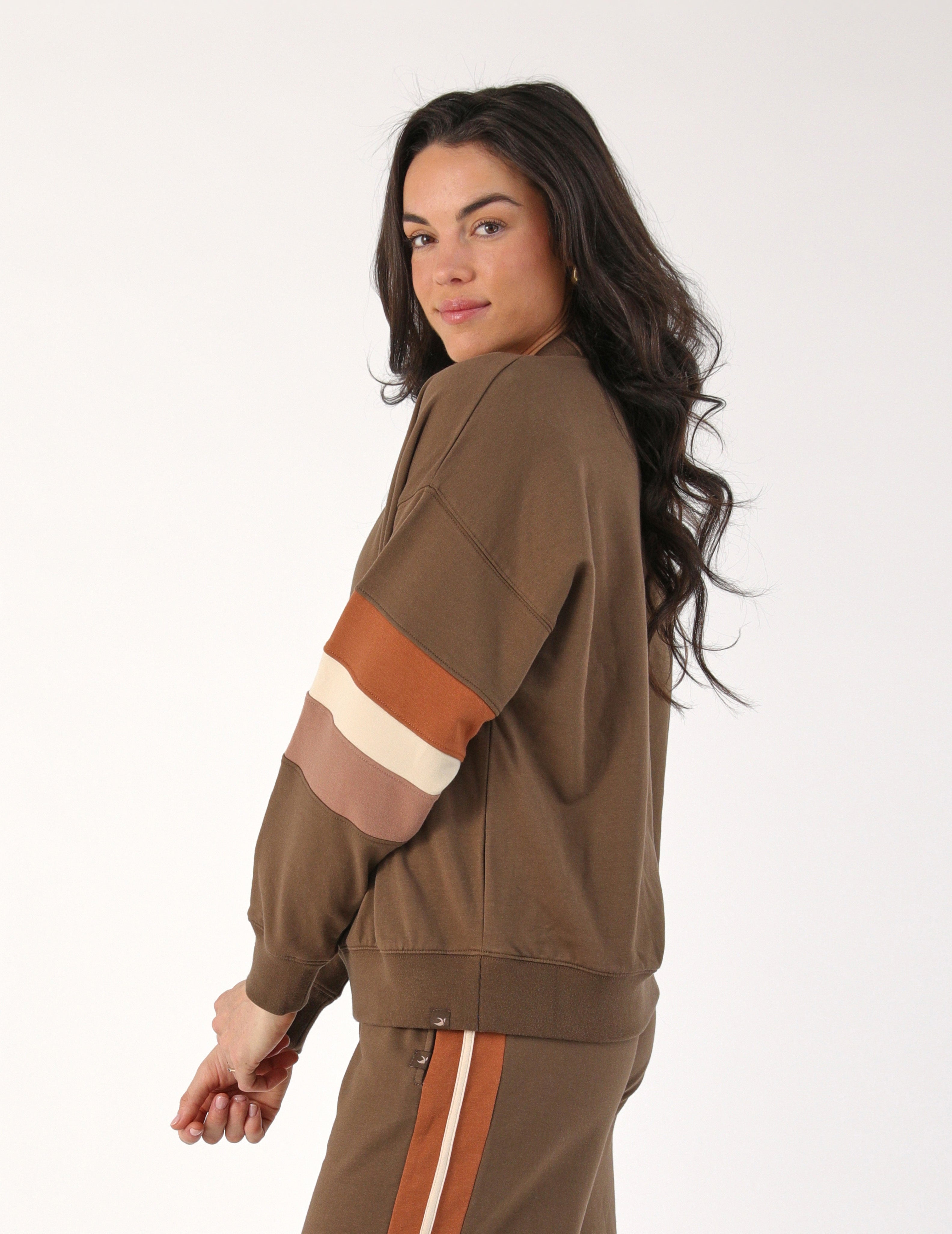 Vintage Oversized Crew: Chocolate Color Block – Glyder
