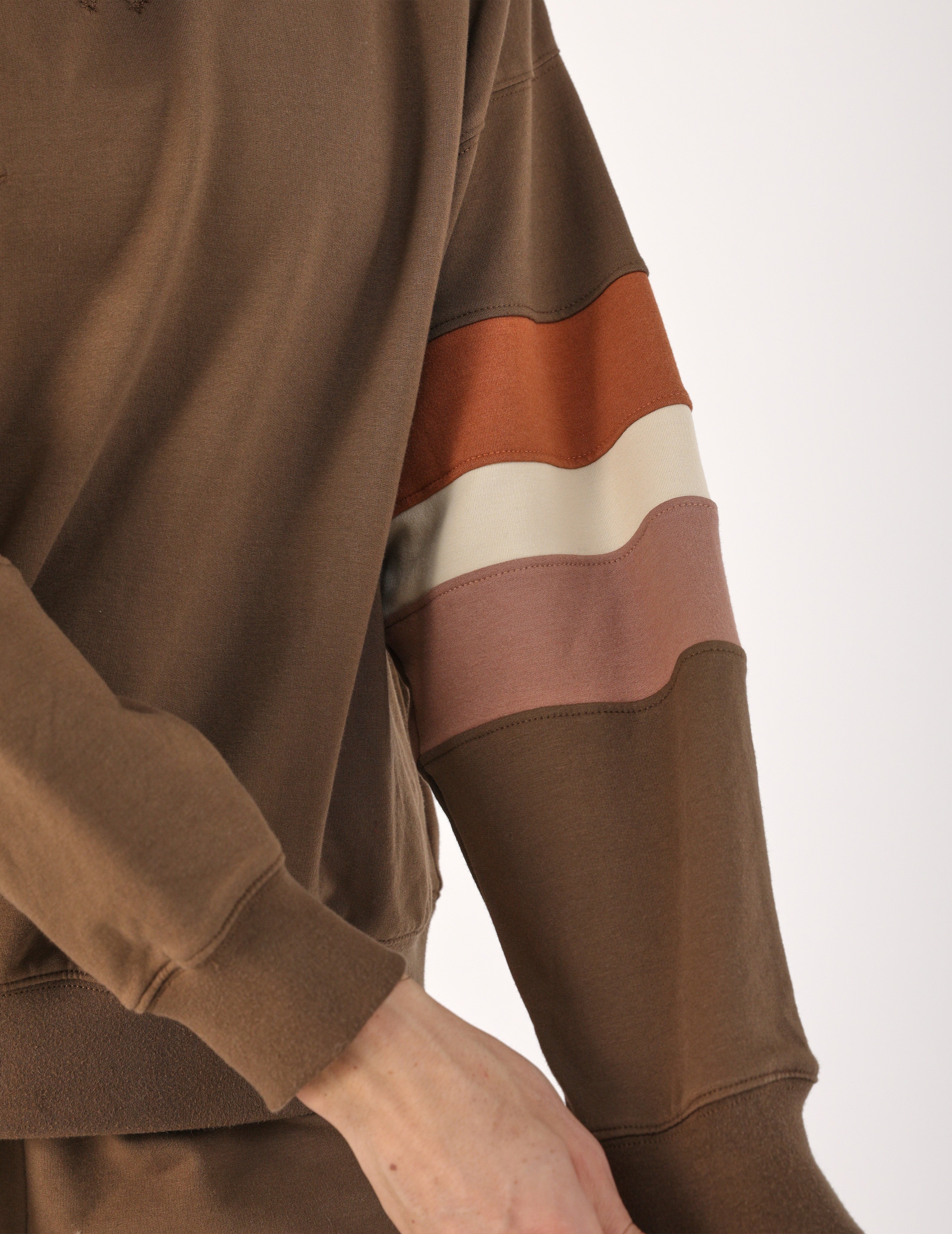 Vintage Oversized Crew: Chocolate Color Block
