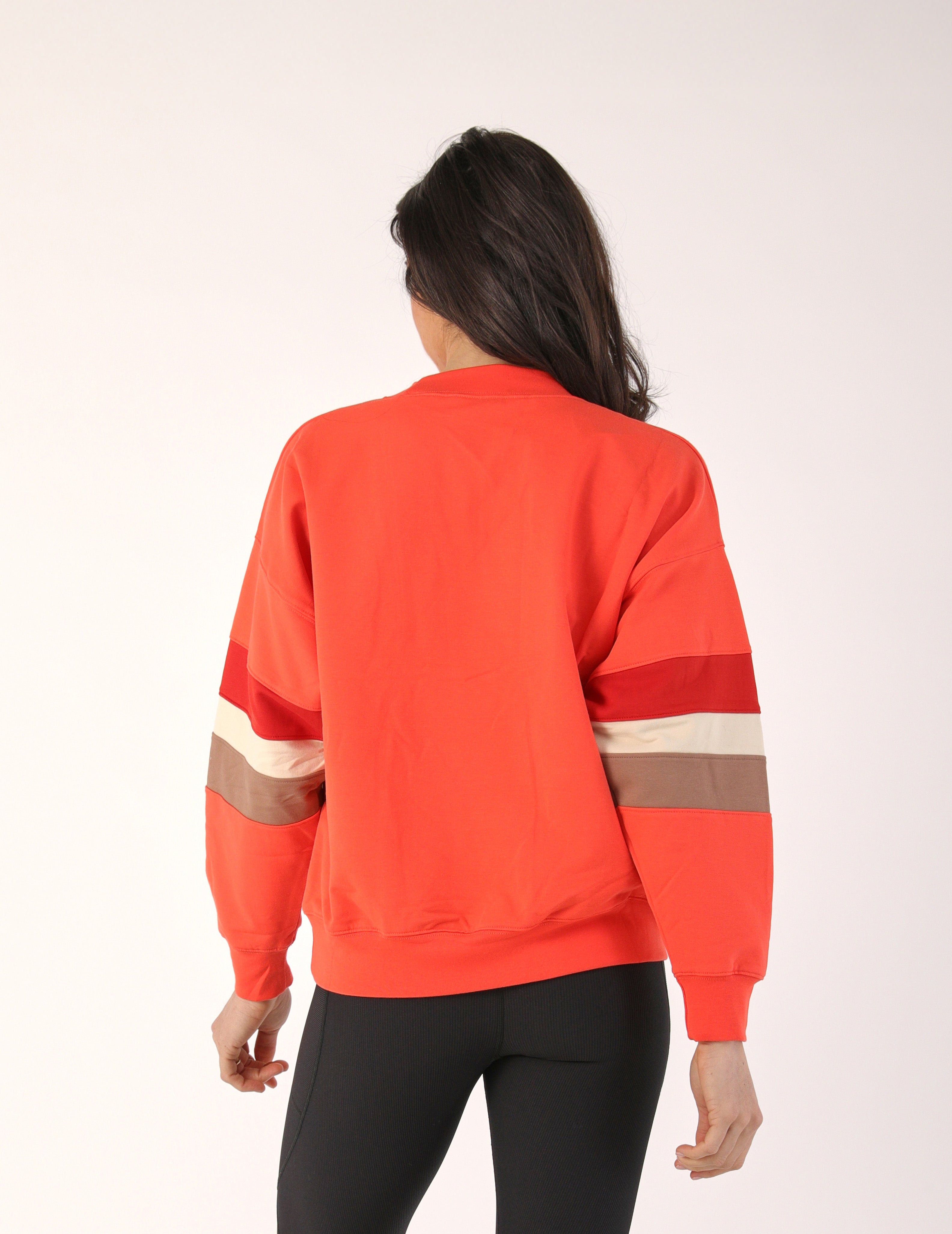 Vintage Oversized Crew: Hot Coral Color Block