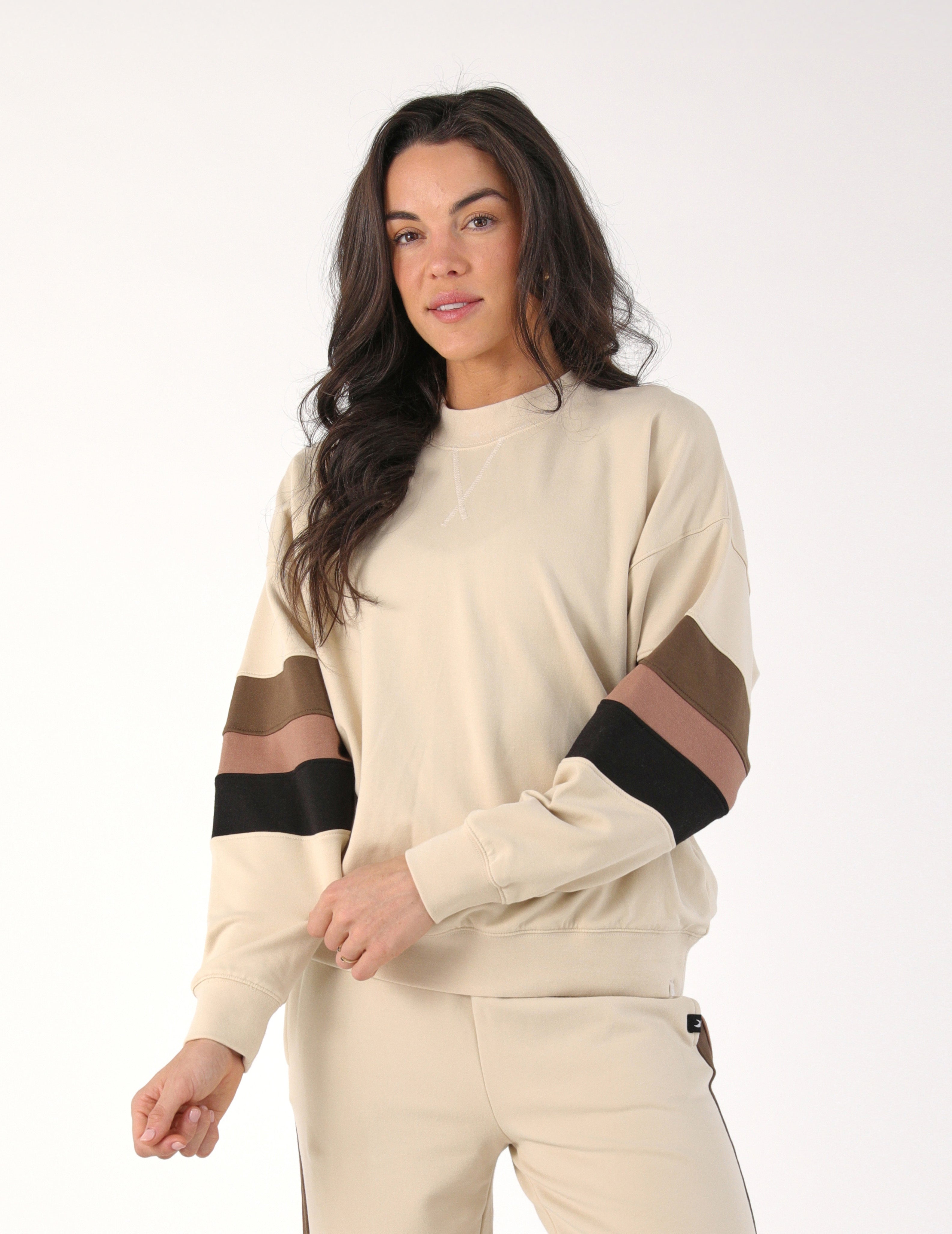 Vintage Oversized Crew: Oatmilk/Chocolate