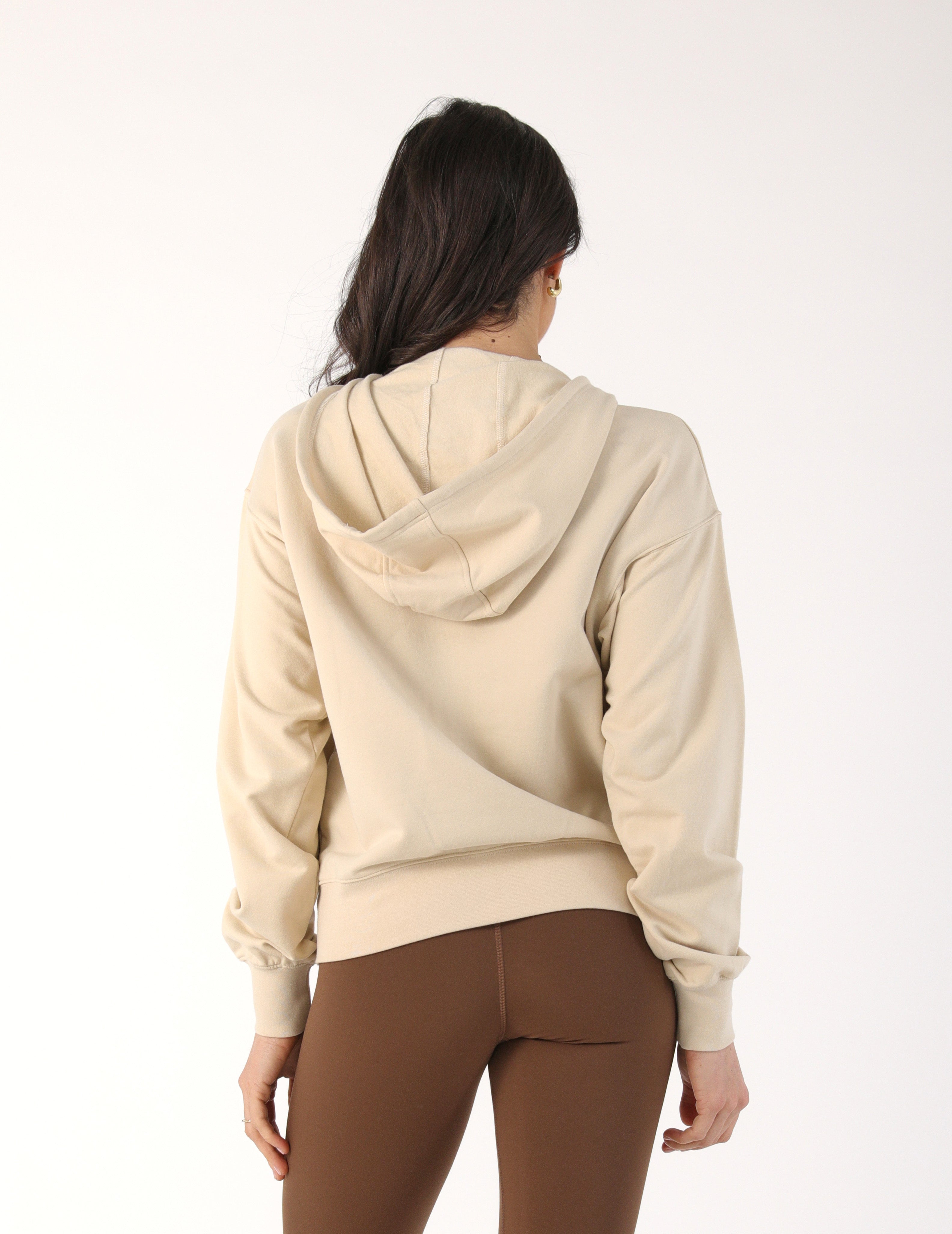 Vintage Oversized Zip Up: Oatmilk/Chocolate