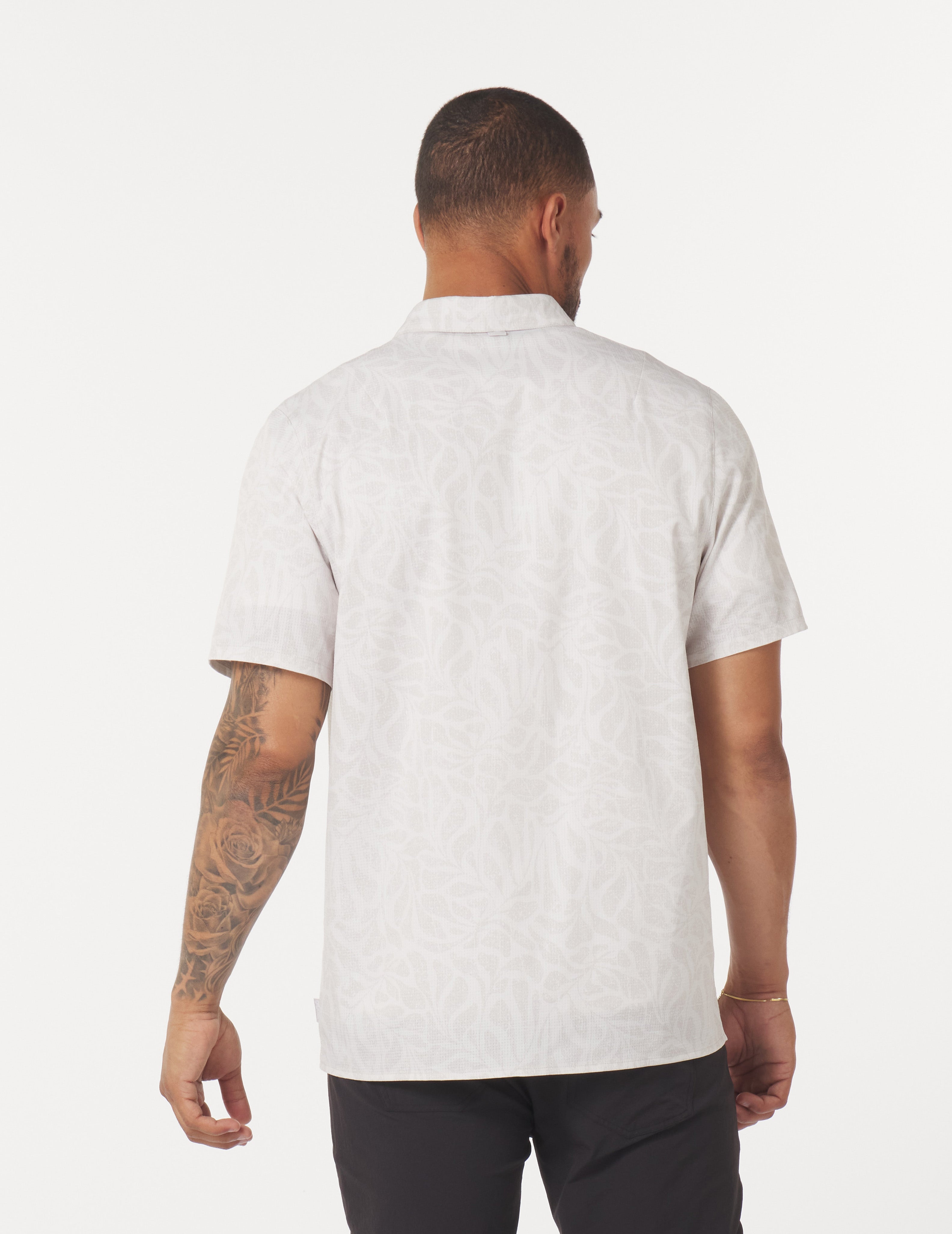 Zephyr Shirt: Oatmilk Palm Daze Print