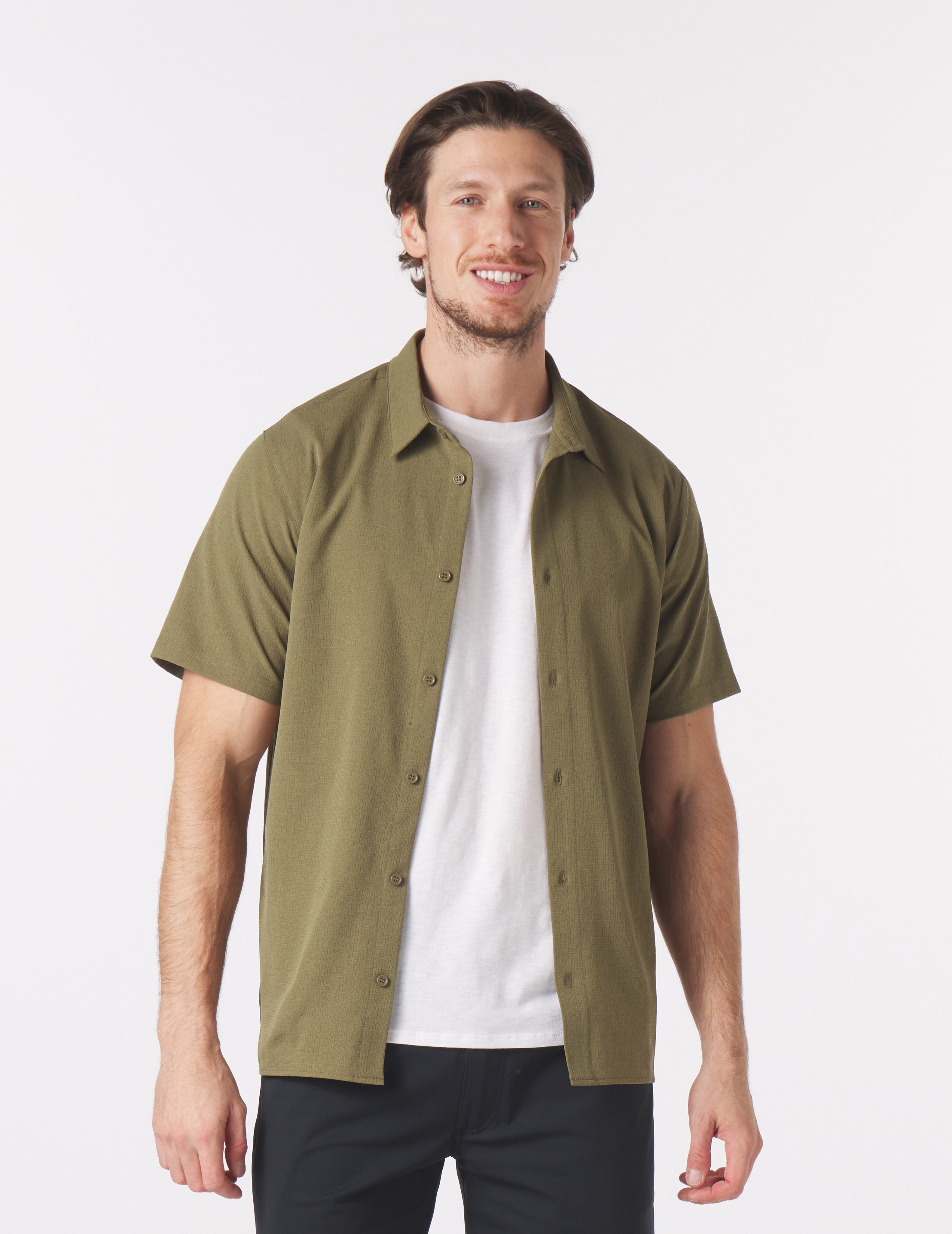 digne / sheer shirt - moss green