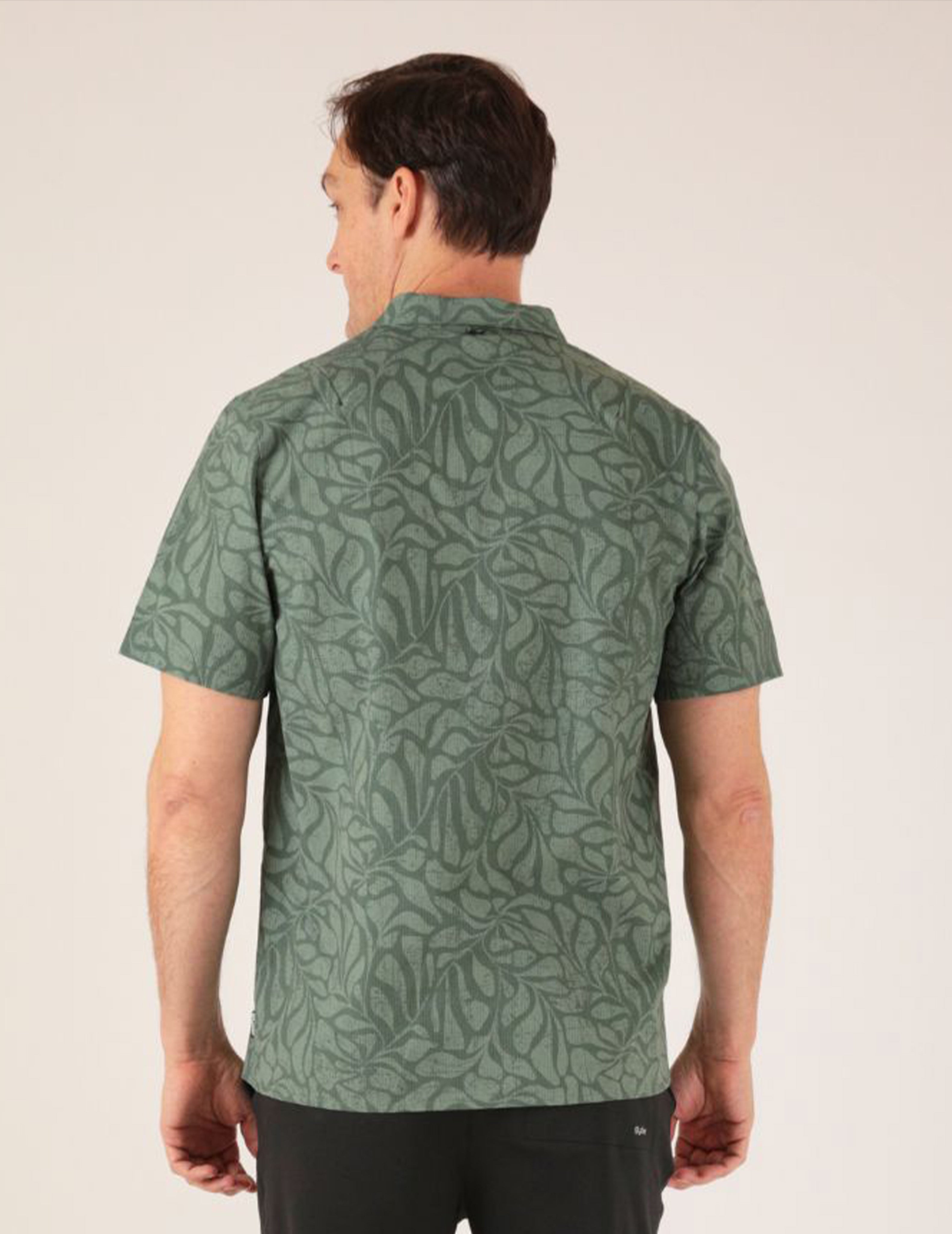 Zephyr Shirt: Smoky Basil Palm Daze