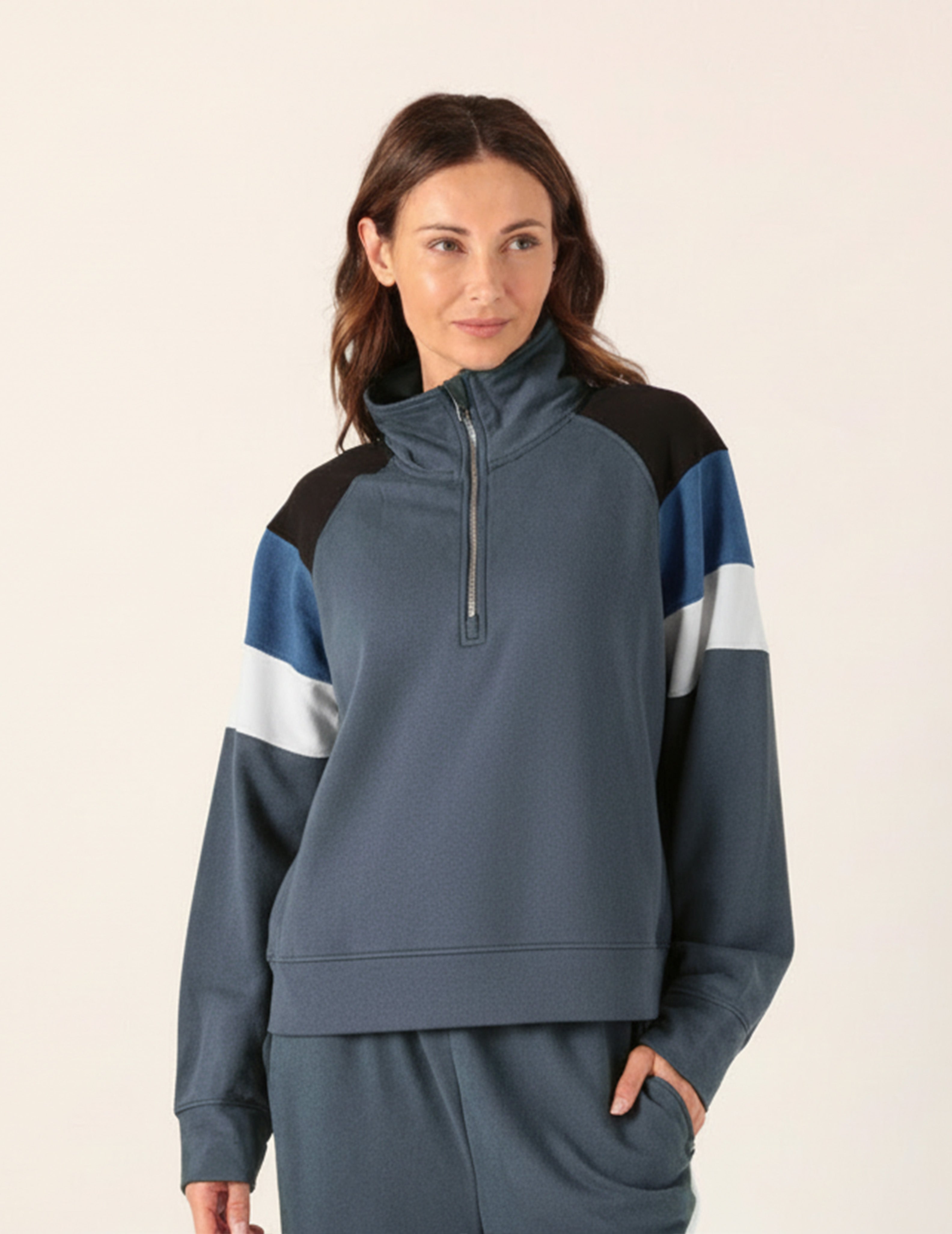 Daily Scuba 1/4 Zip: Slate Colorblock
