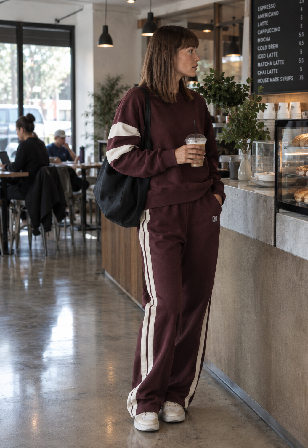 Retro Straight Leg Sweatpant: Crimson Velvet/Oatmilk