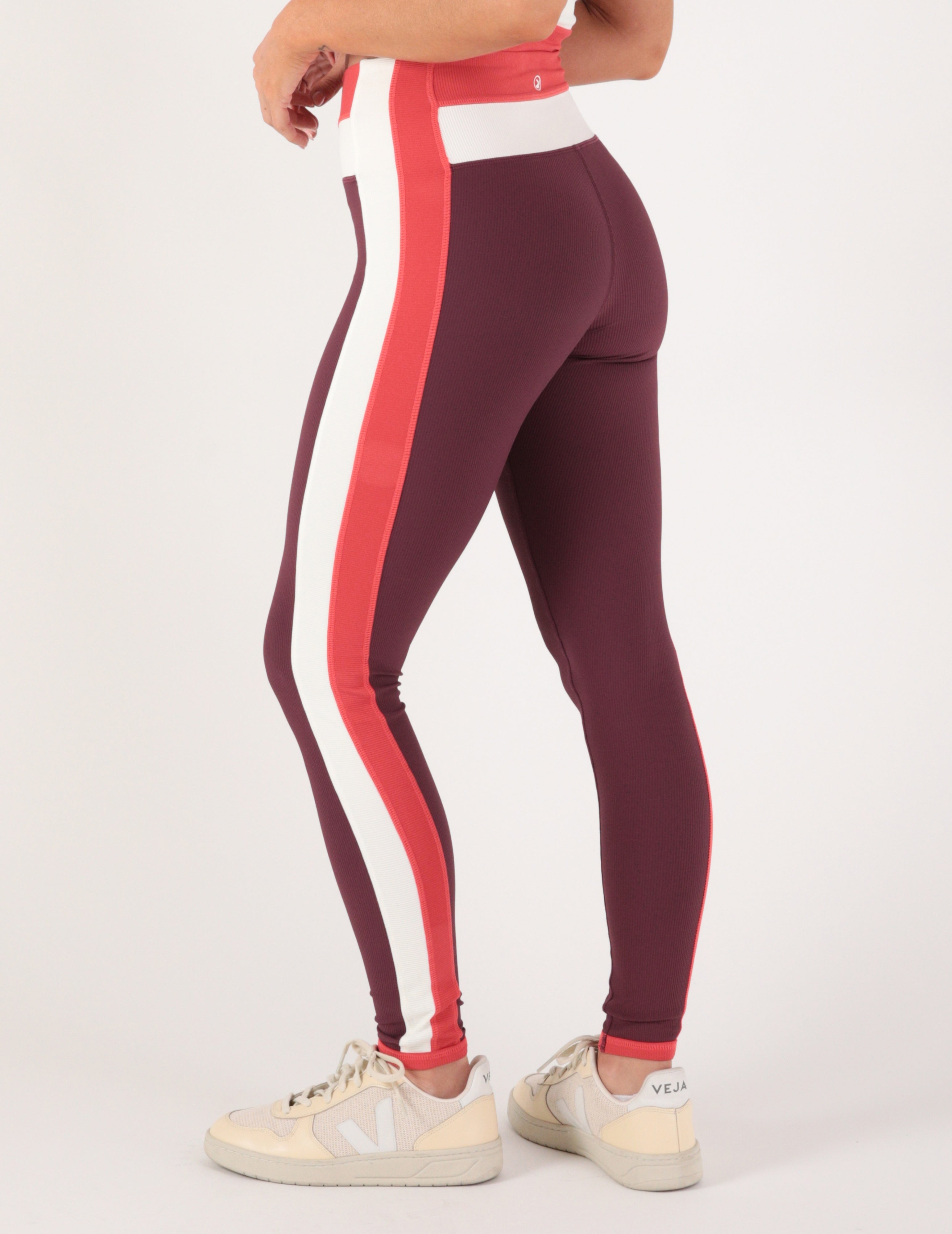 Directional Legging: Crimson Velvet Color Block