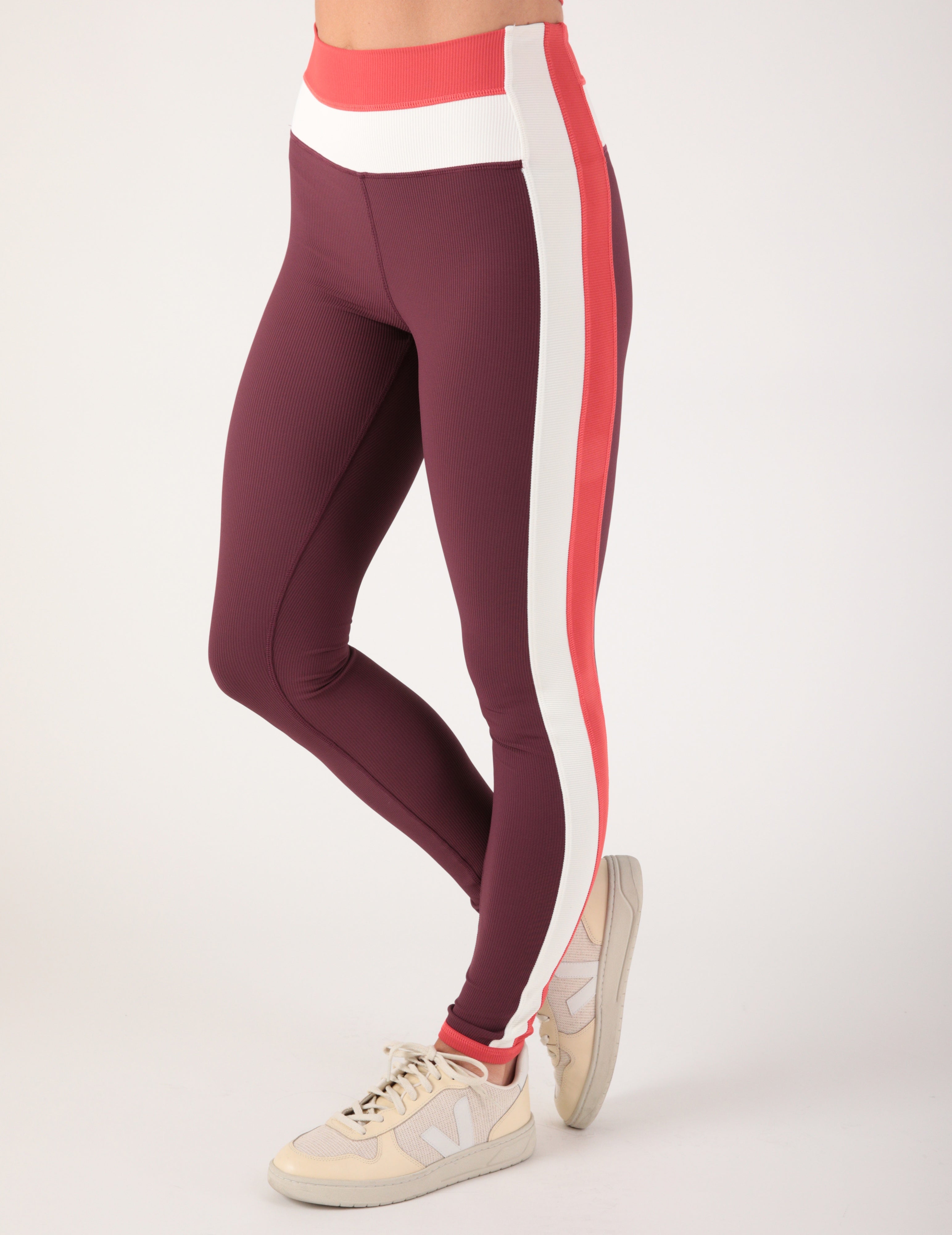 Directional Legging: Crimson Velvet Color Block