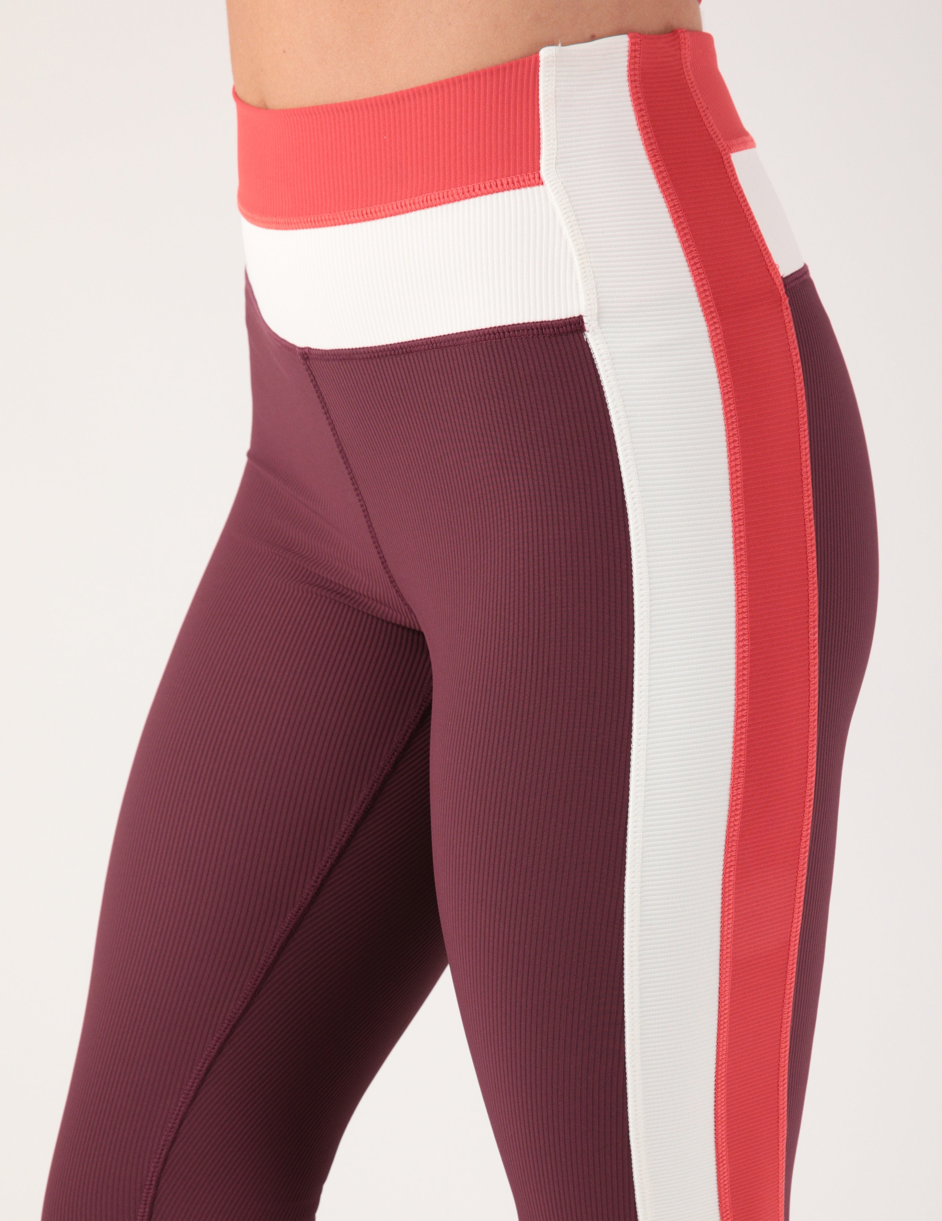 Directional Legging: Crimson Velvet Color Block