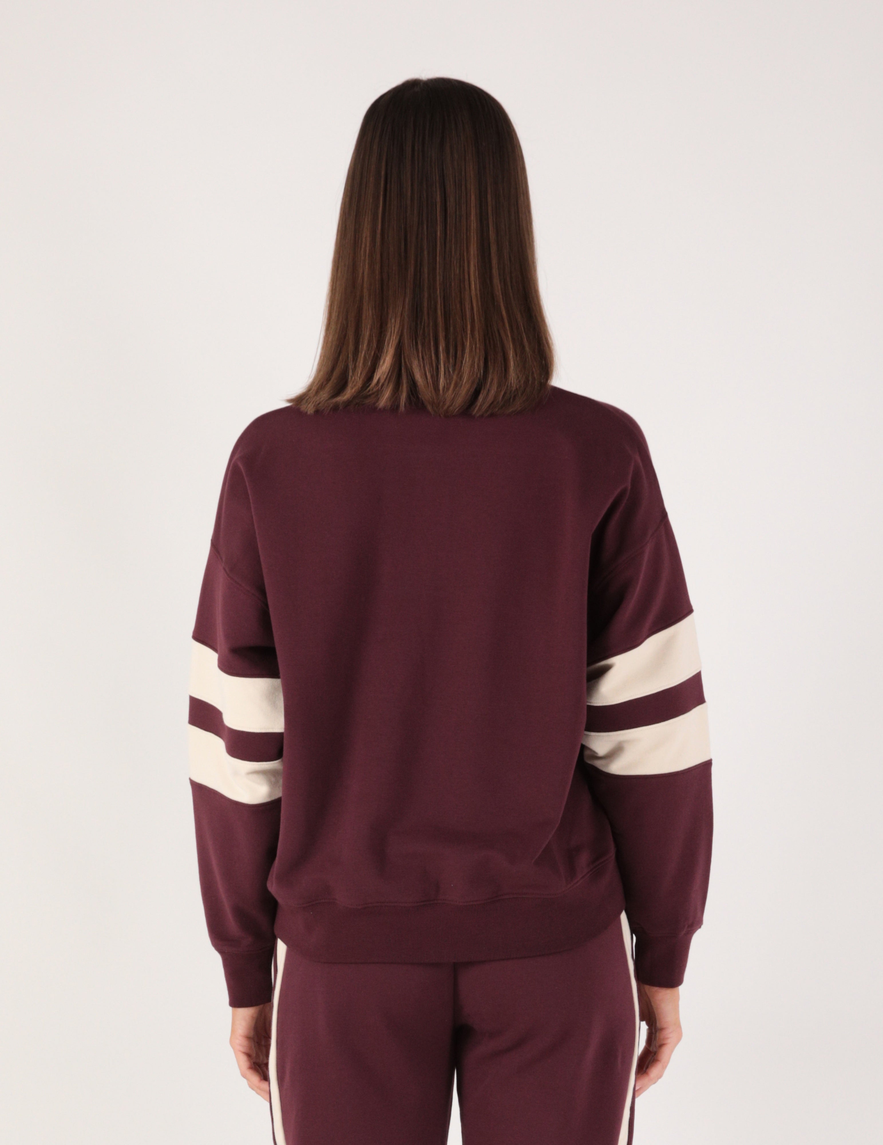 Vintage Oversized Crew: Crimson Velvet/Oatmilk