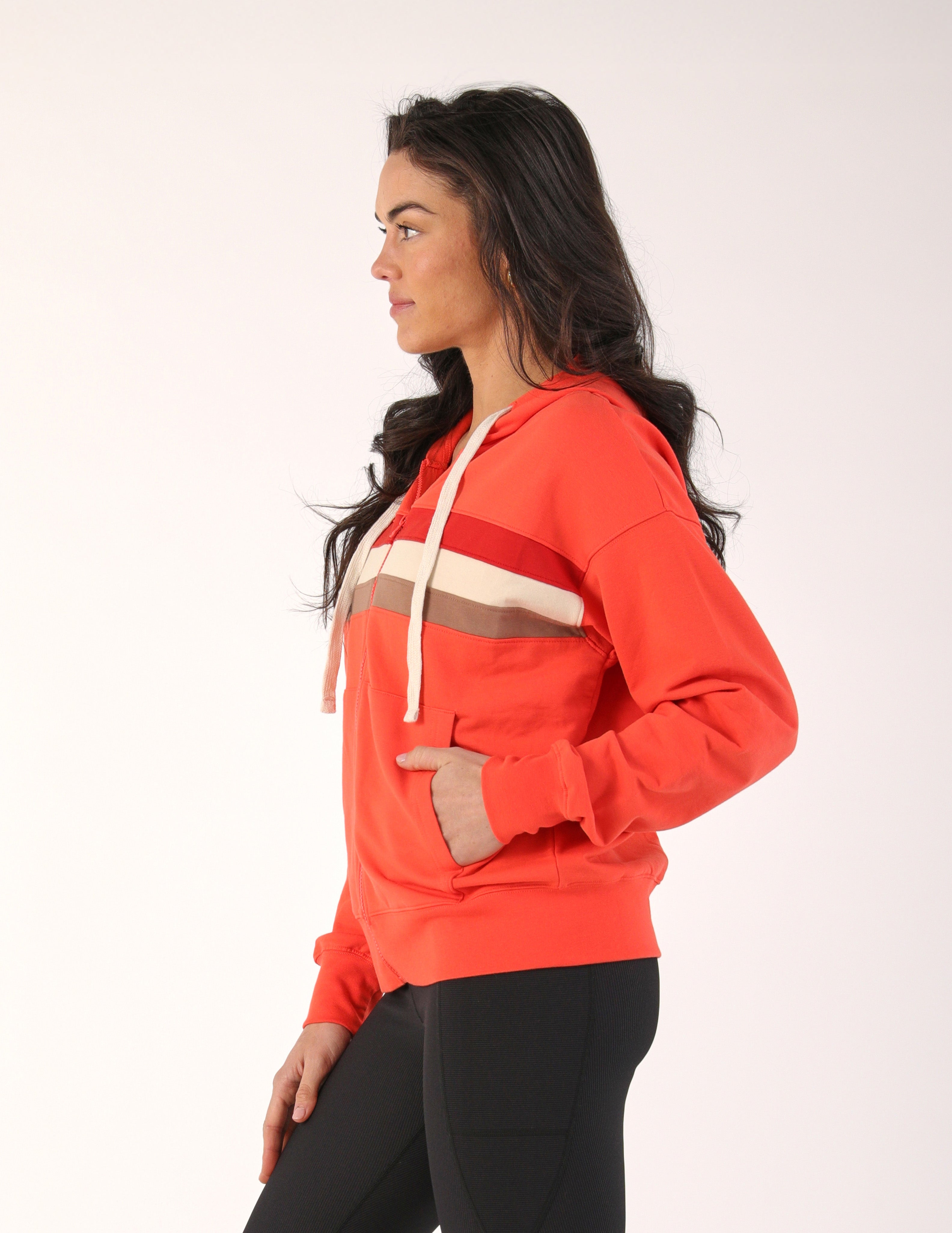 Vintage Oversized Zip Up: Hot Coral Color Block