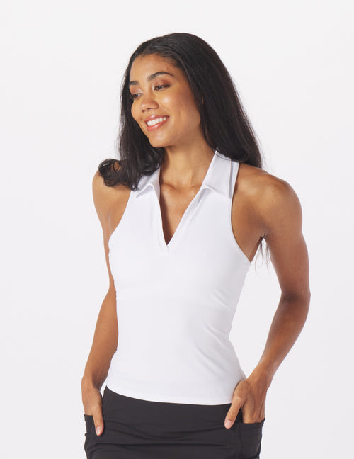 ★GLOWNY★ PURE MODAL SLIT TANK (WHITE MELANGE) Square Rib Tank – Jenni Kayne