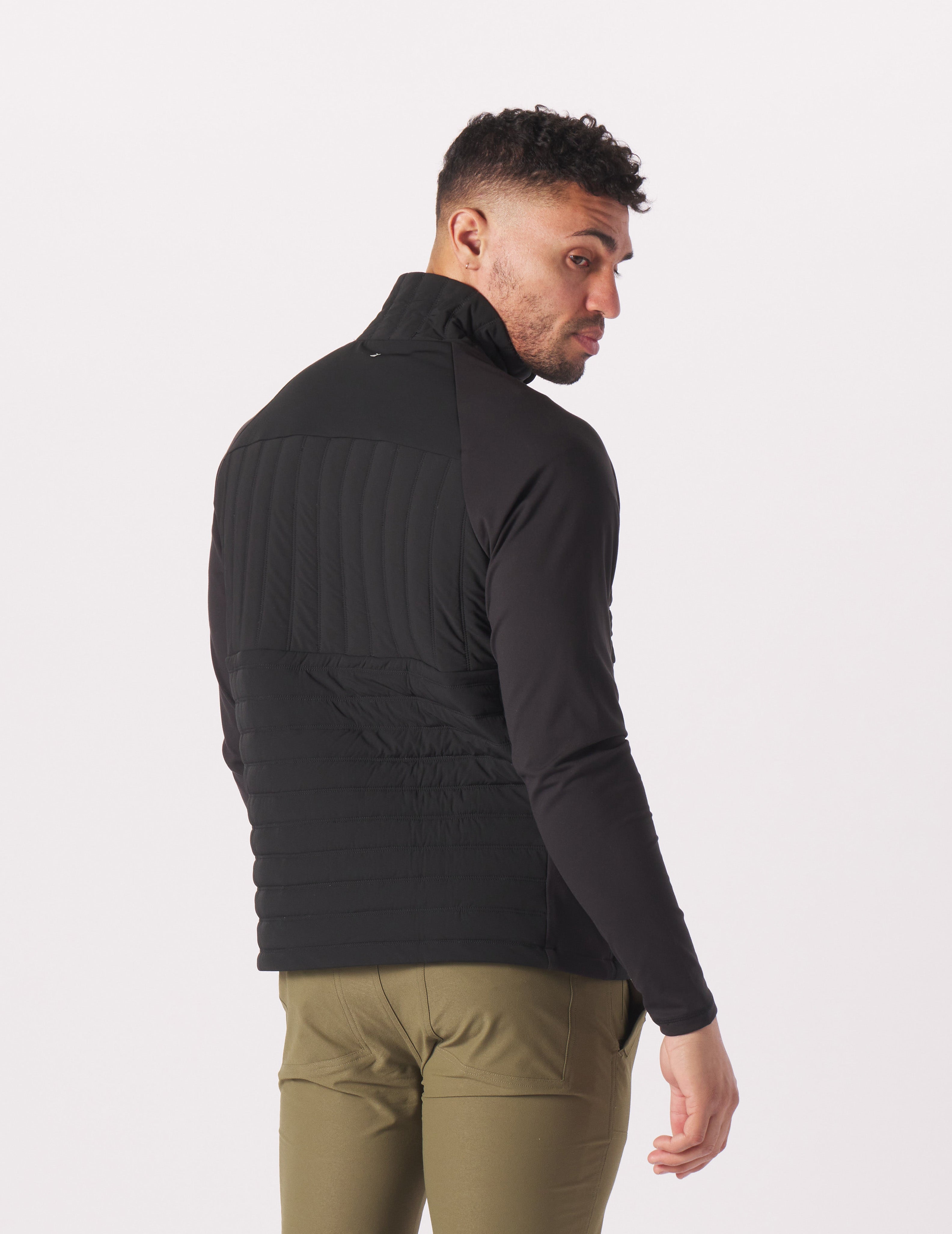 Hybrid Puffer Jacket: Black