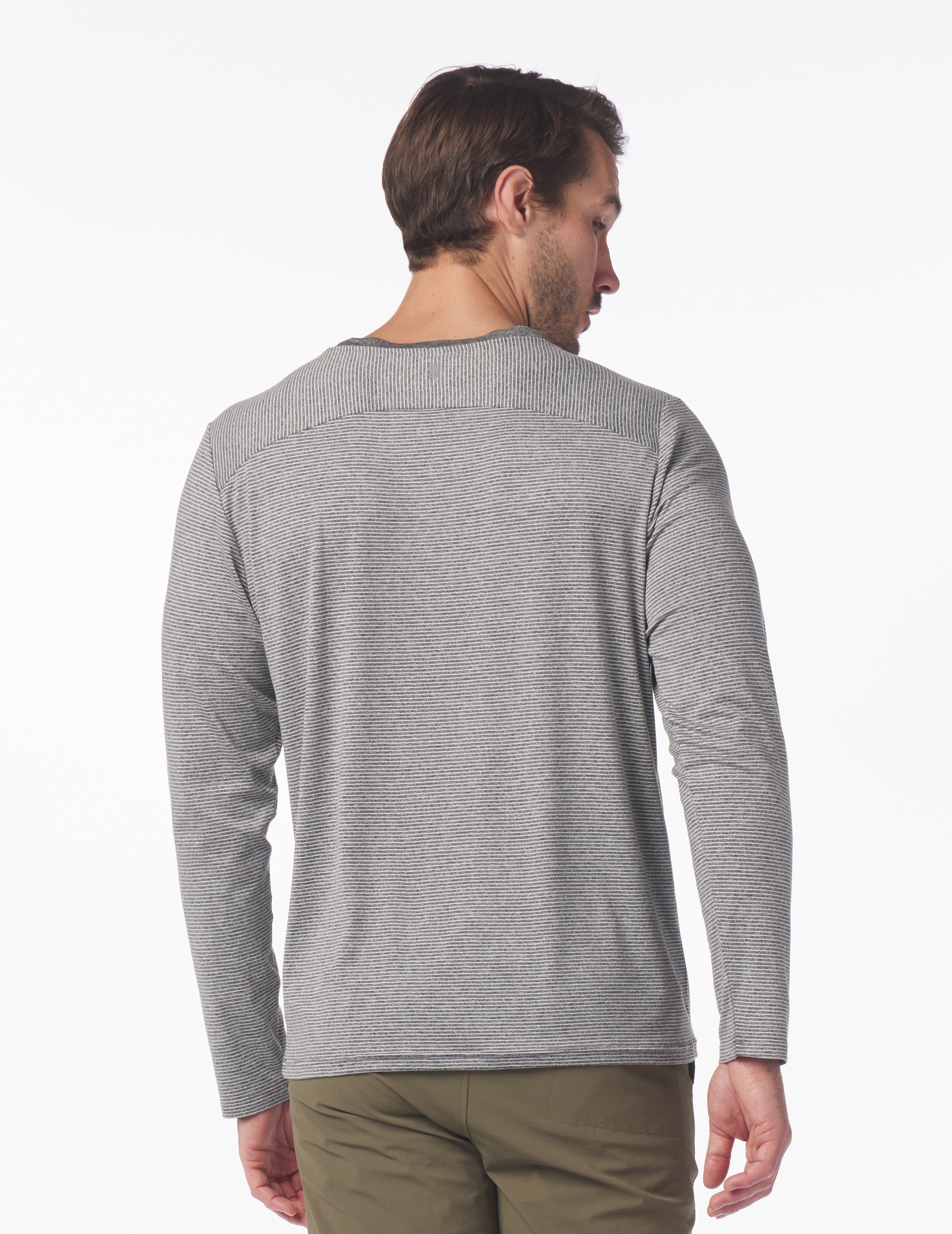 Salton Long Sleeve: Black Heather/White Stripe