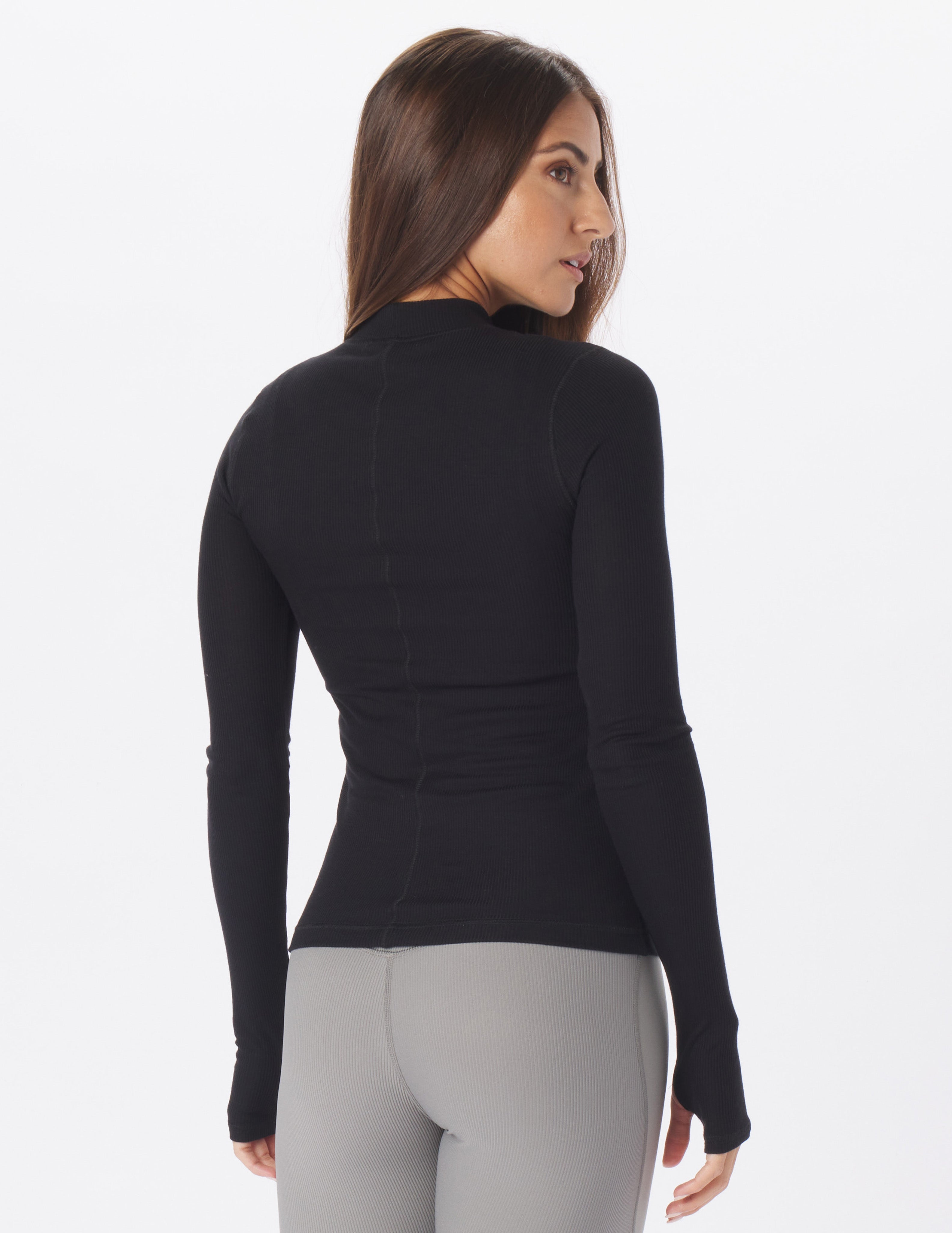 Ruby Mock Neck Long Sleeve: Black – Glyder