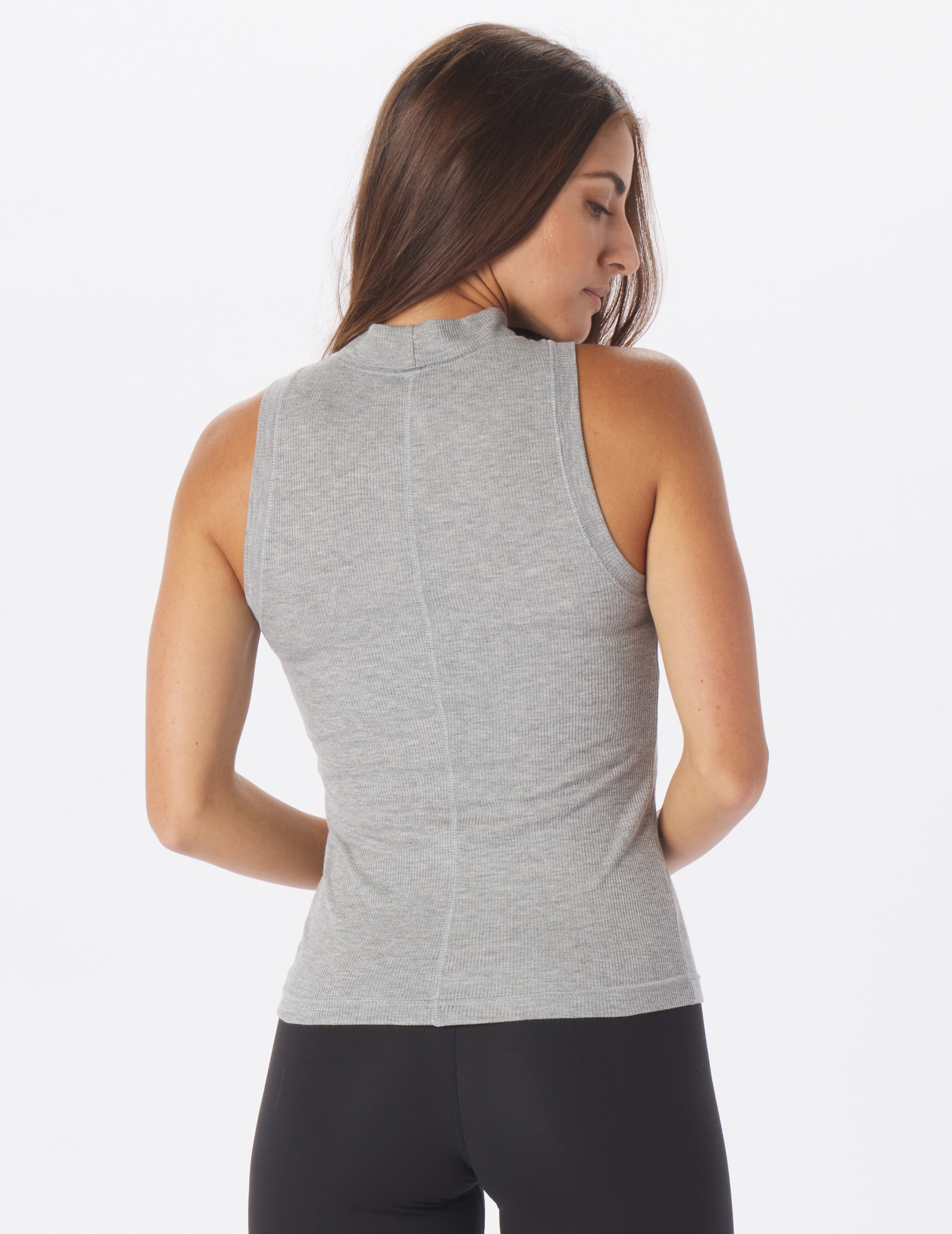 Ruby Mock Neck Tank: Silver Fog
