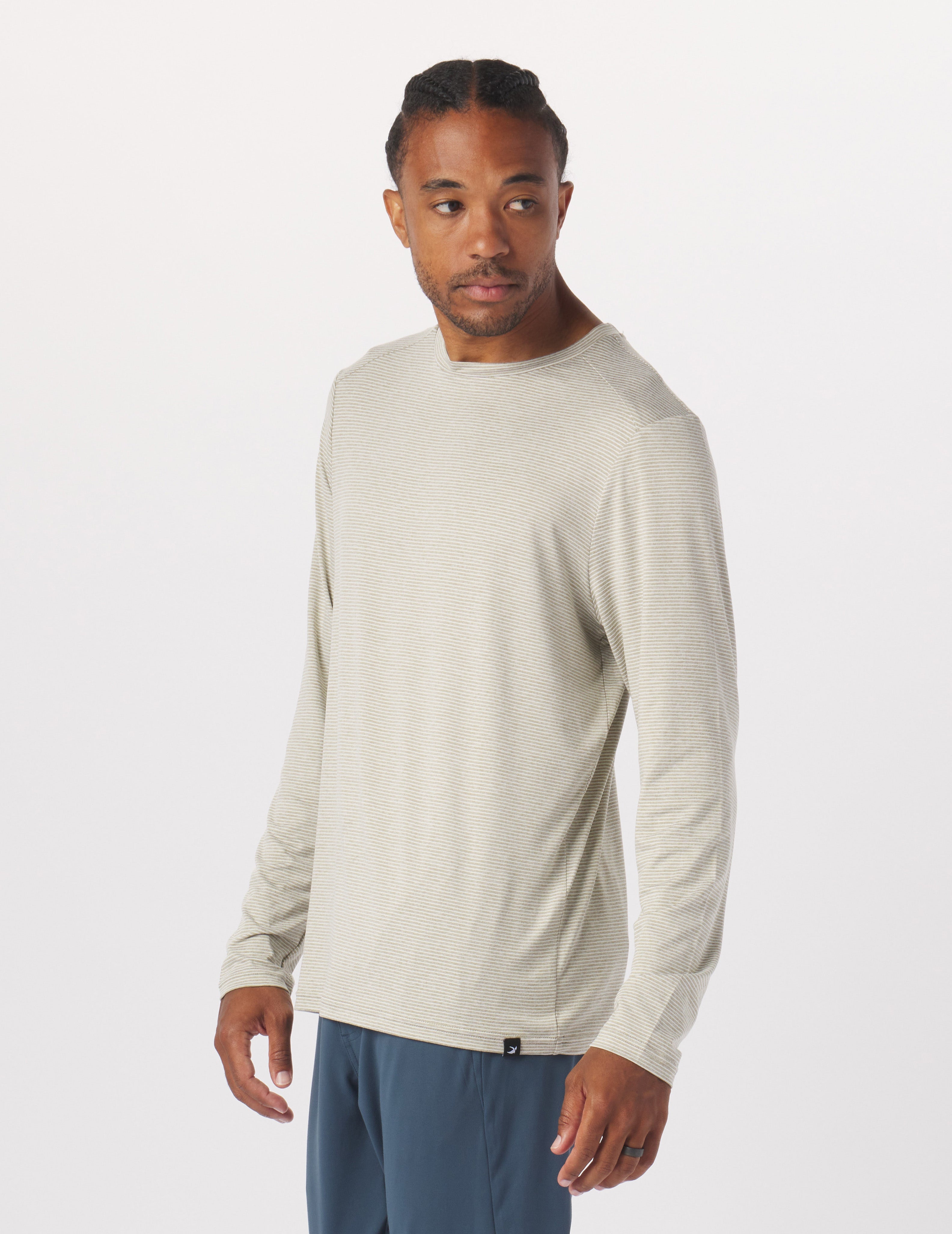 Salton Long Sleeve: Linen/Oatmilk Stripe