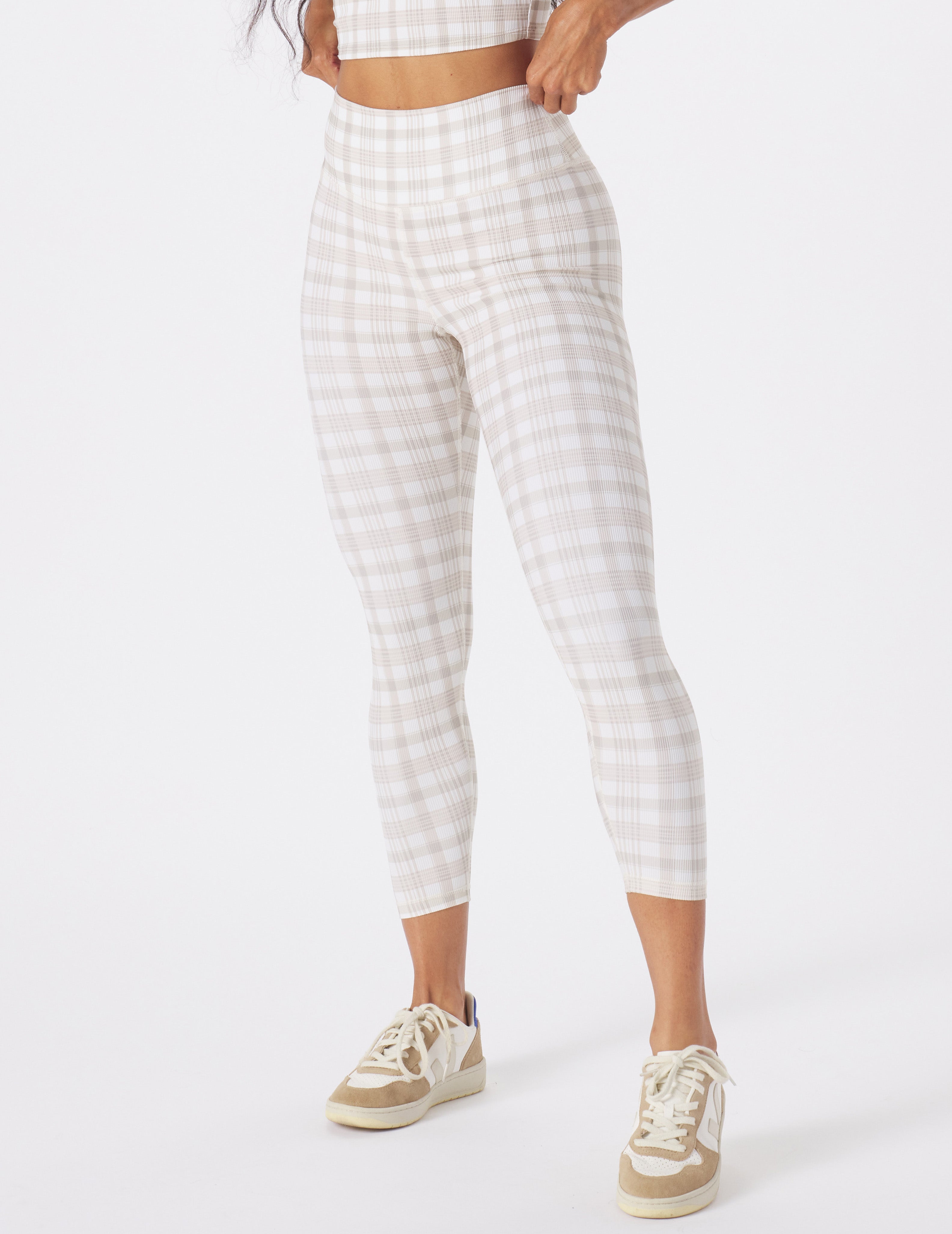 Sultry 7/8 Legging: Linen Madras Plaid