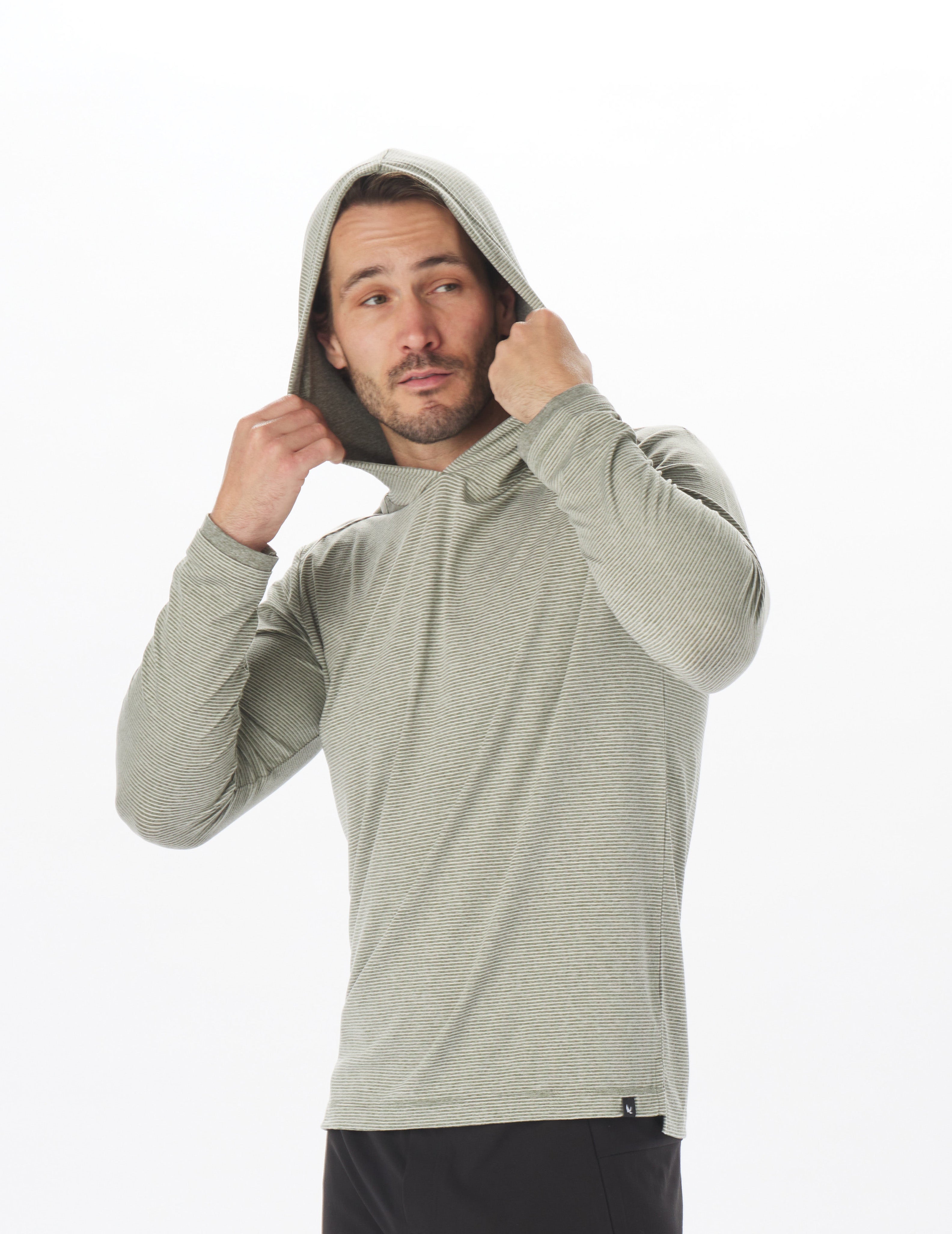 Taclite Hoodie: Forest and Oatmilk Stripe