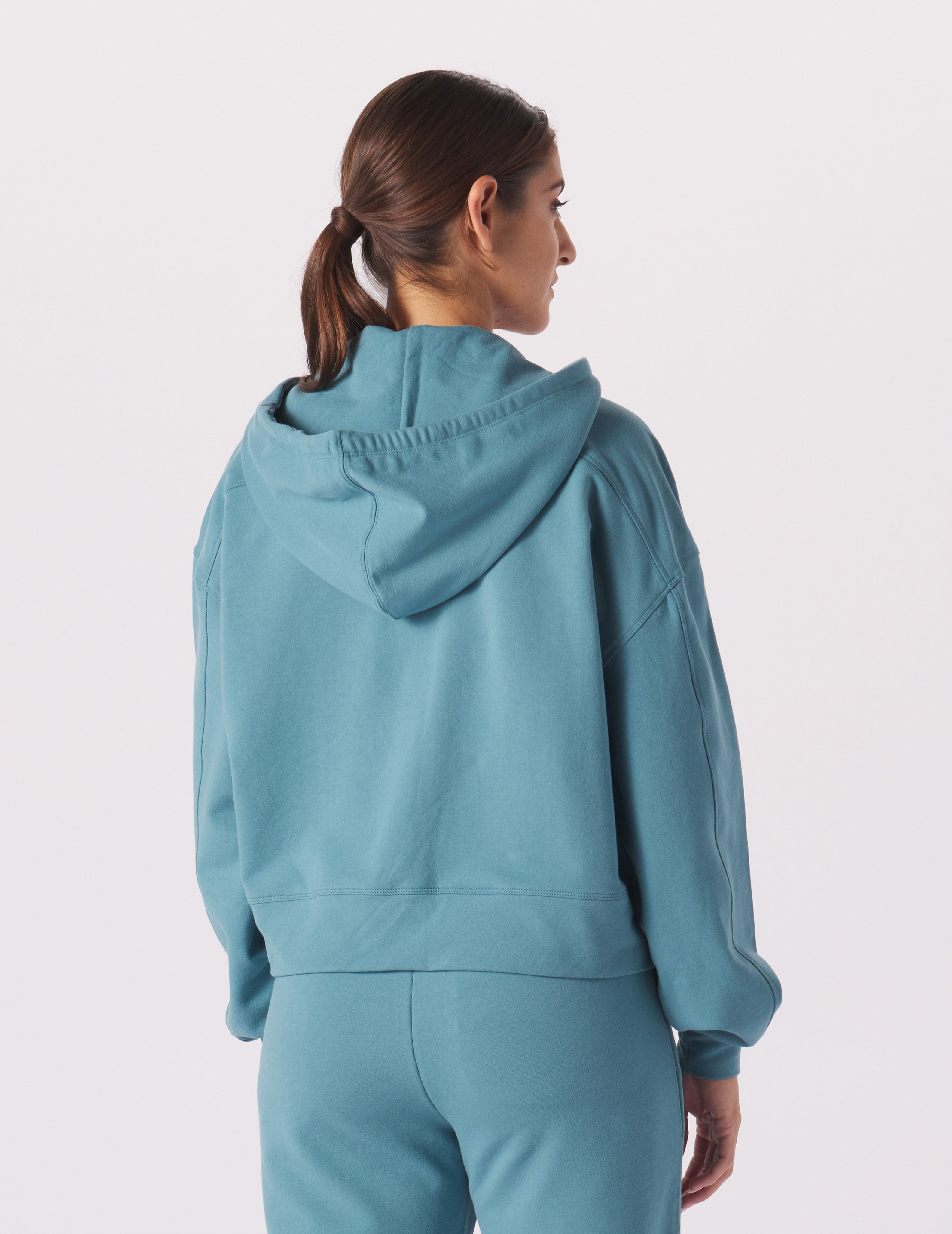 Vintage Oversized Cropped Hoodie Lagoon