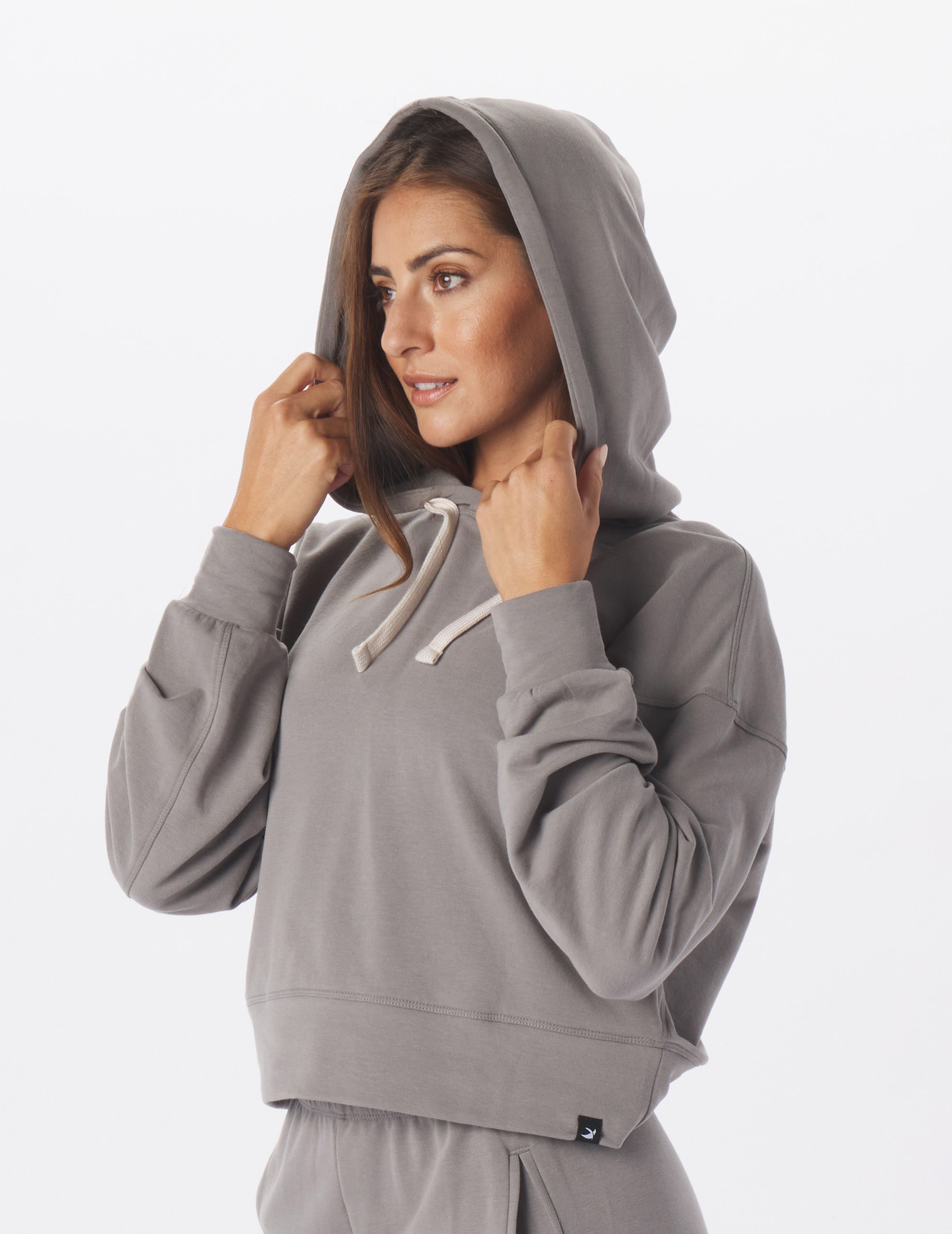 Grey oversized shop cropped hoodie