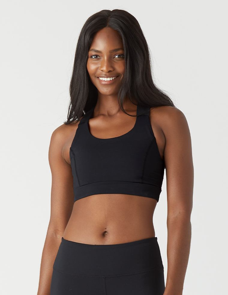 Glyder Black Full Force Stash Cross Strap Sports Bra Size Large