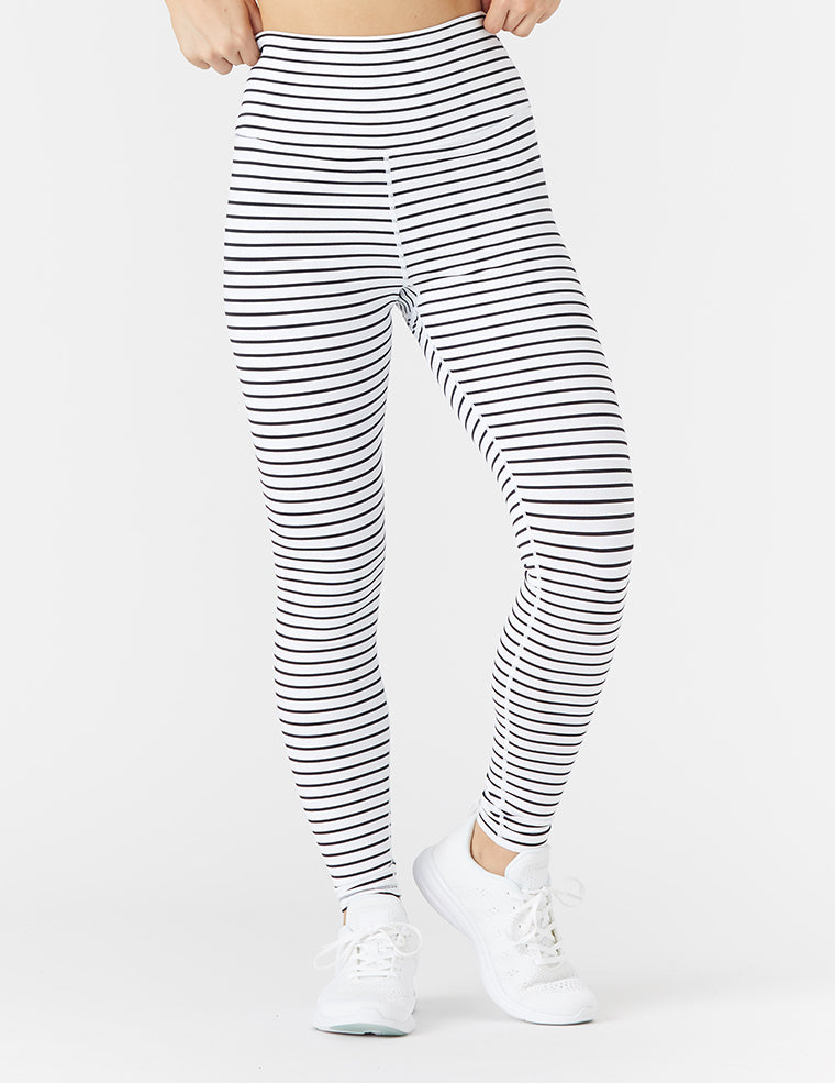 High Power Legging: White / Black Stripe – Glyder