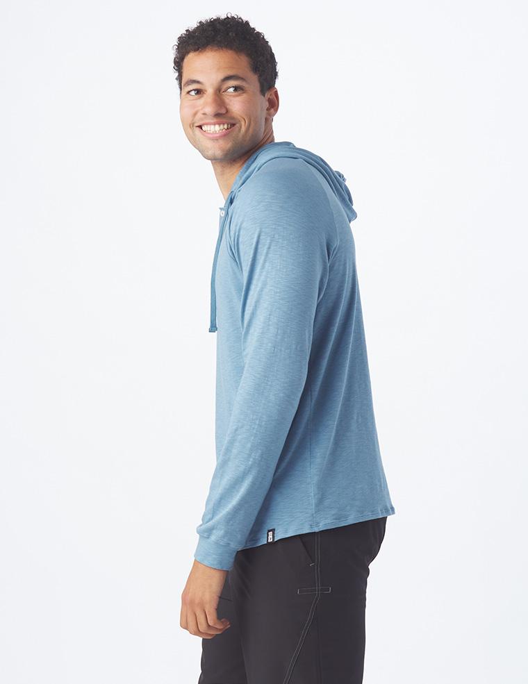 Low Tide Henley Hoodie: Denim Blue
