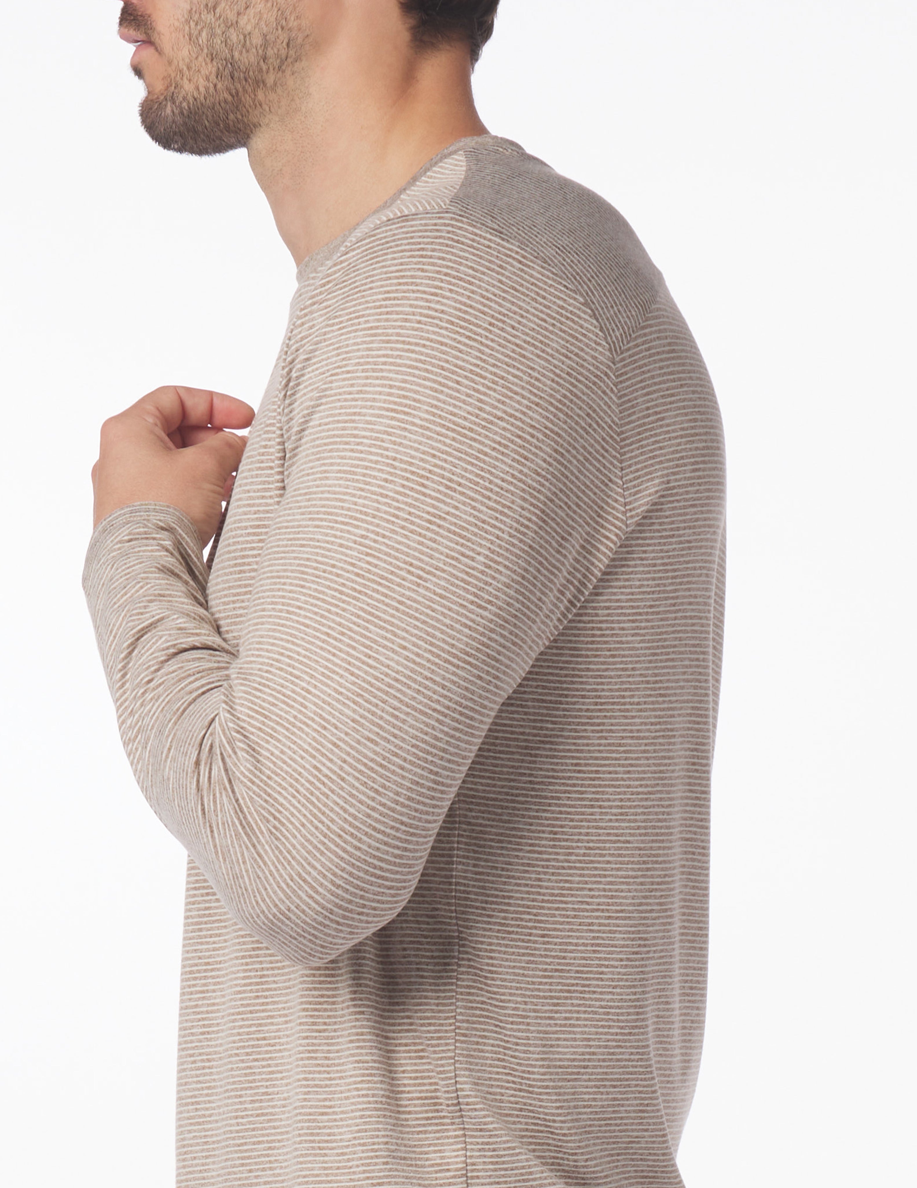 Salton Long Sleeve: Mocha Heather/White Stripe
