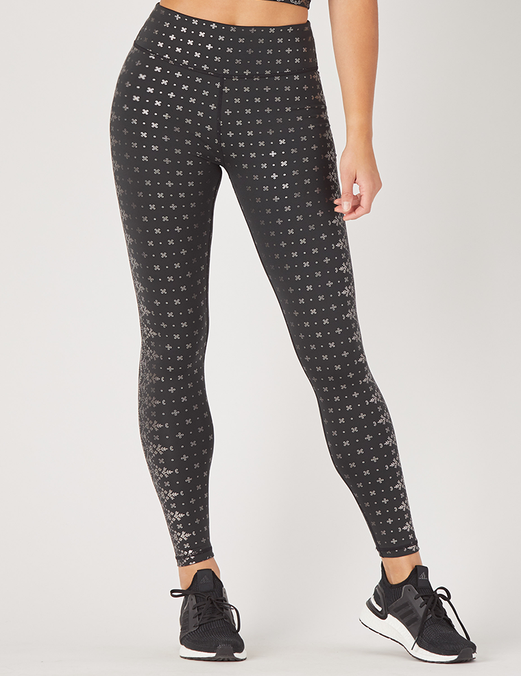 Sultry Legging Print Black Gloss Wildflower Lace