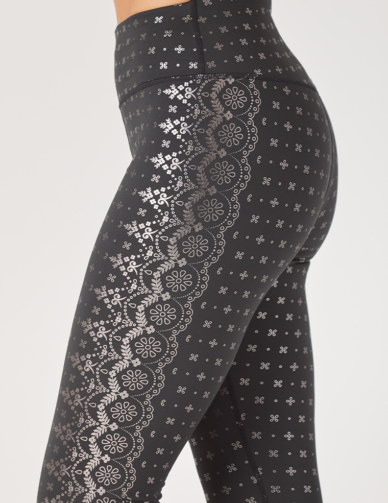 Sultry Legging Print Black Gloss Wildflower Lace Glyder